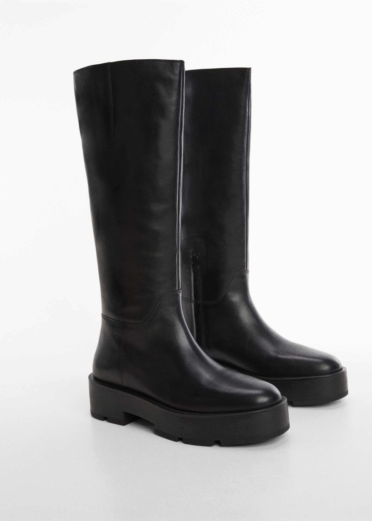 High leather platform boots - Medium plane