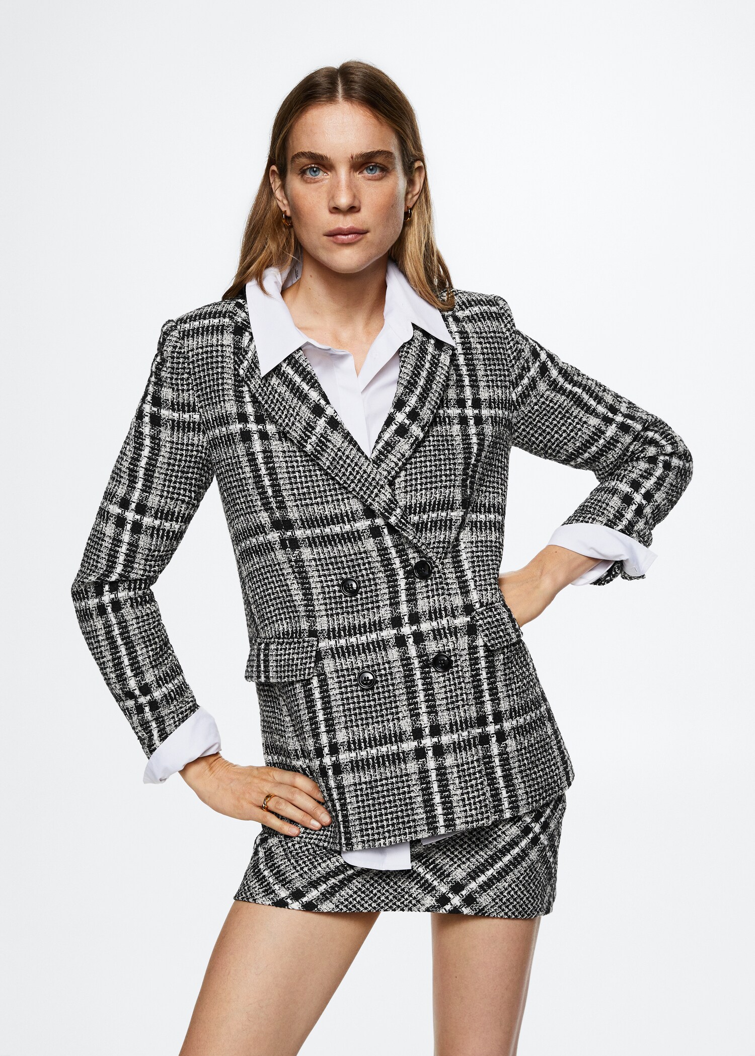 Veste tweed carreaux - Plan moyen