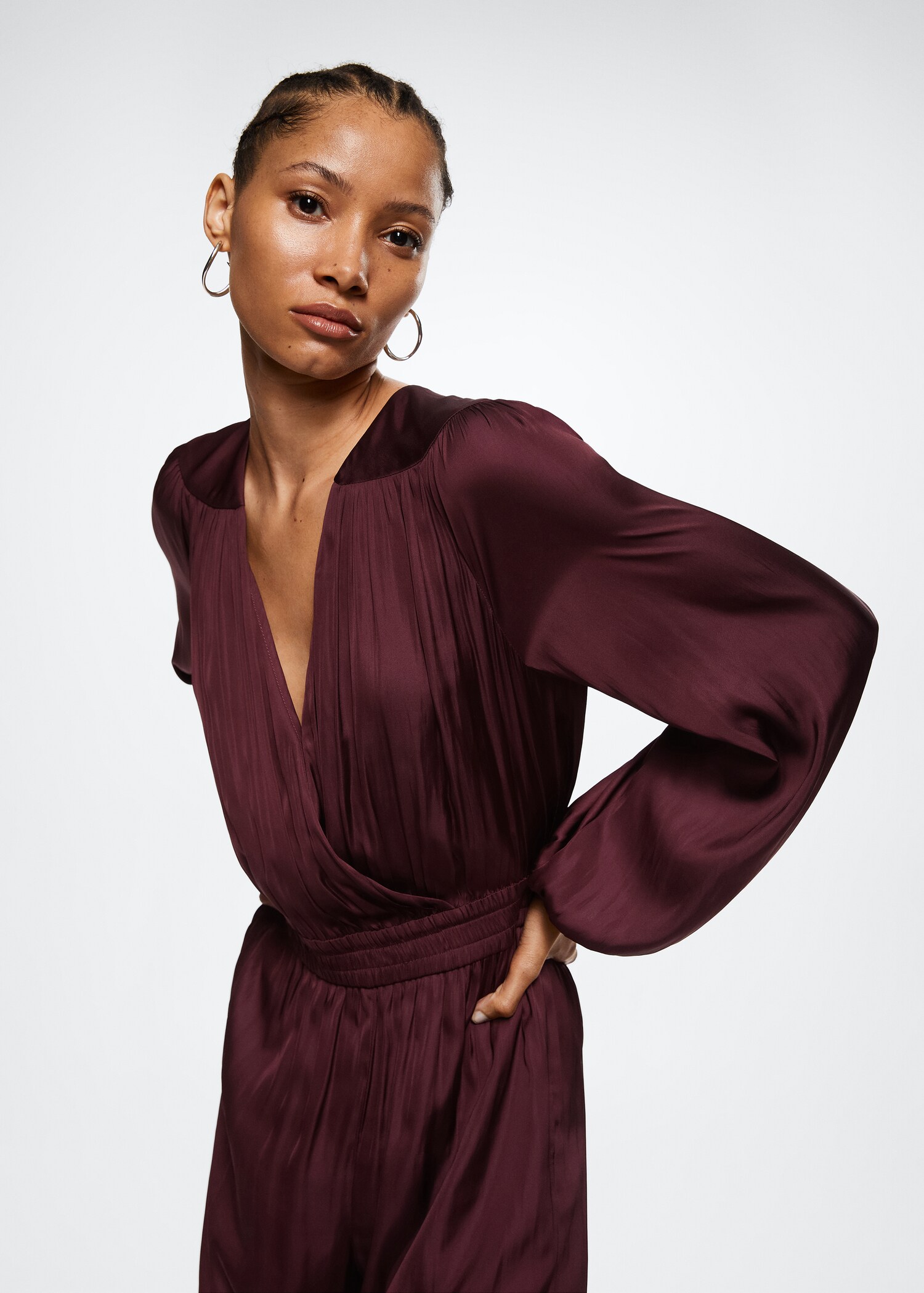 Long satin jumpsuit - Medium plane