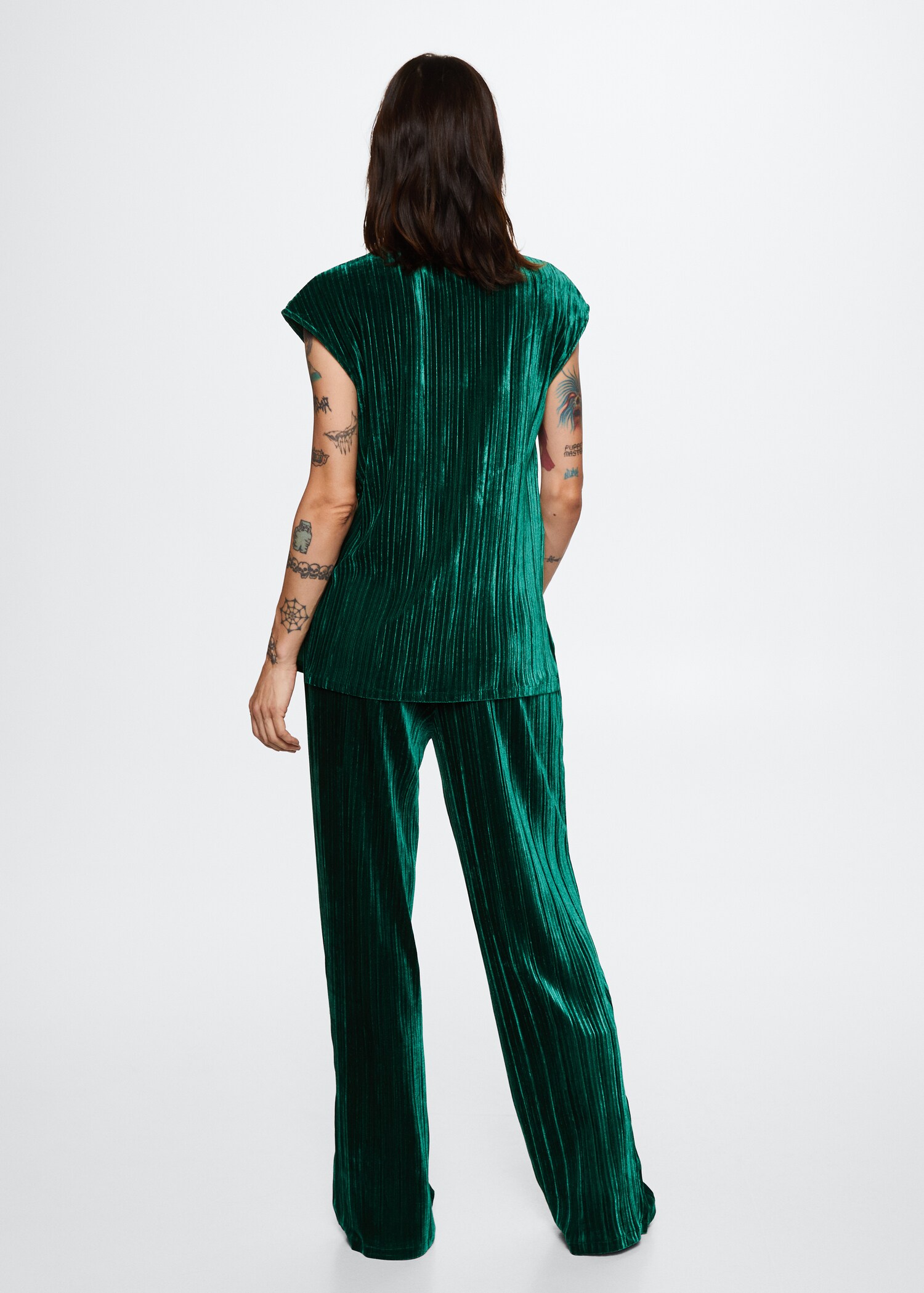Straight velvet trousers - Reverse of the article