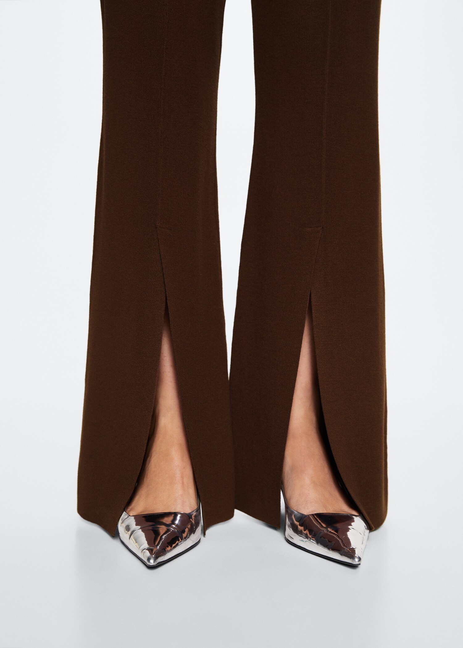 Knitted flared trousers with slits - Details of the article 6