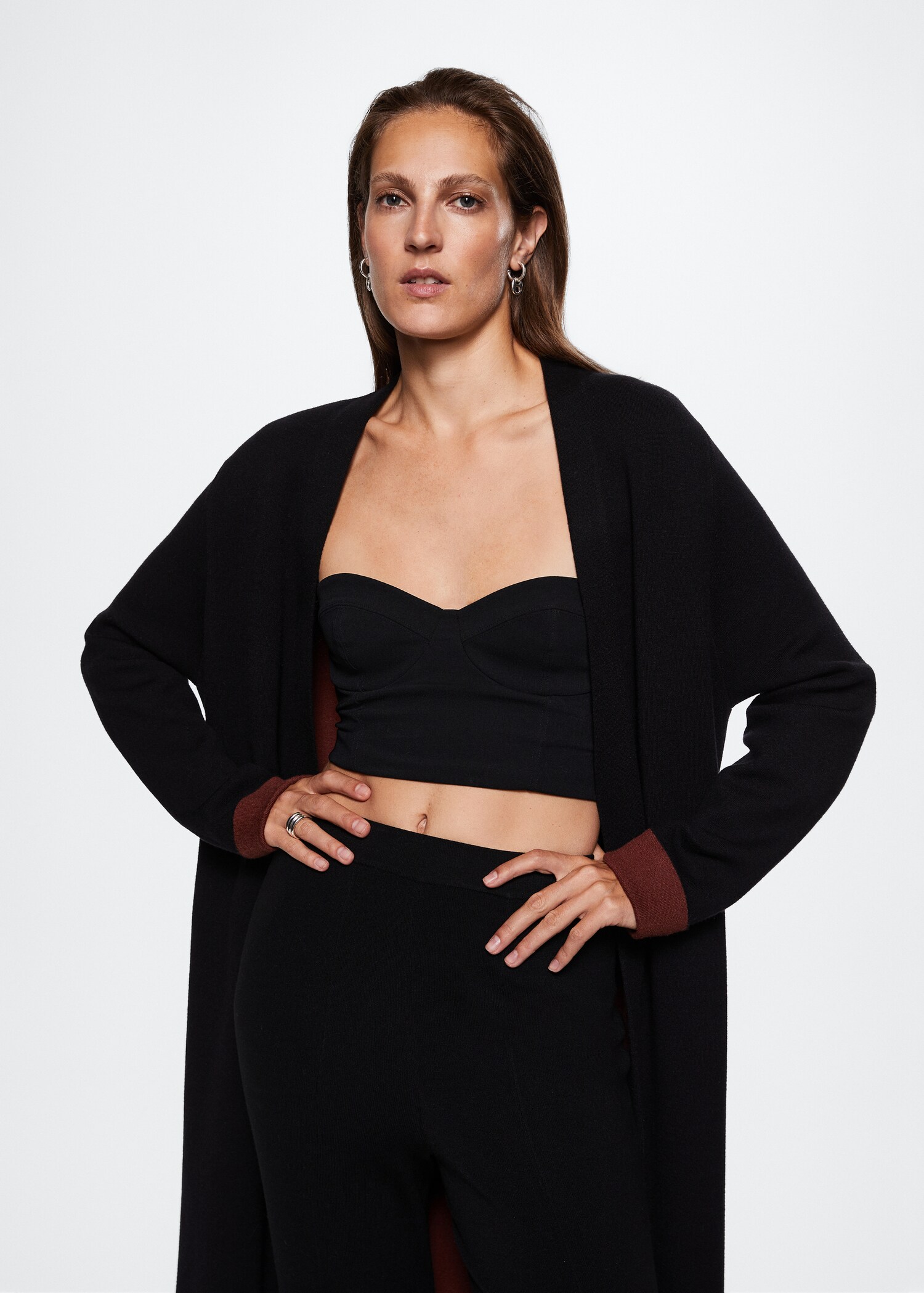 Knitted flared trousers with slits - Medium plane