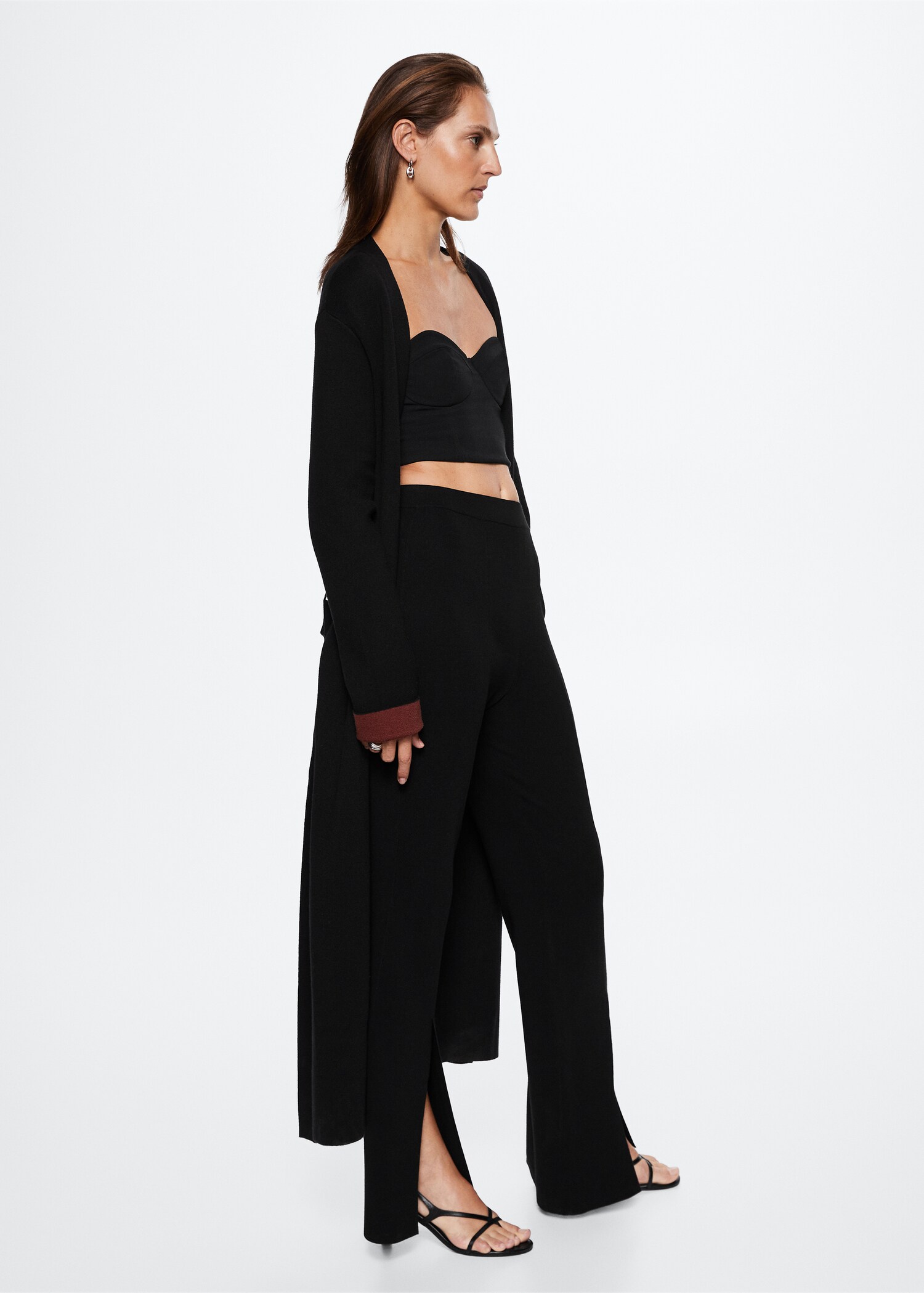 Knitted flared trousers with slits - Details of the article 2