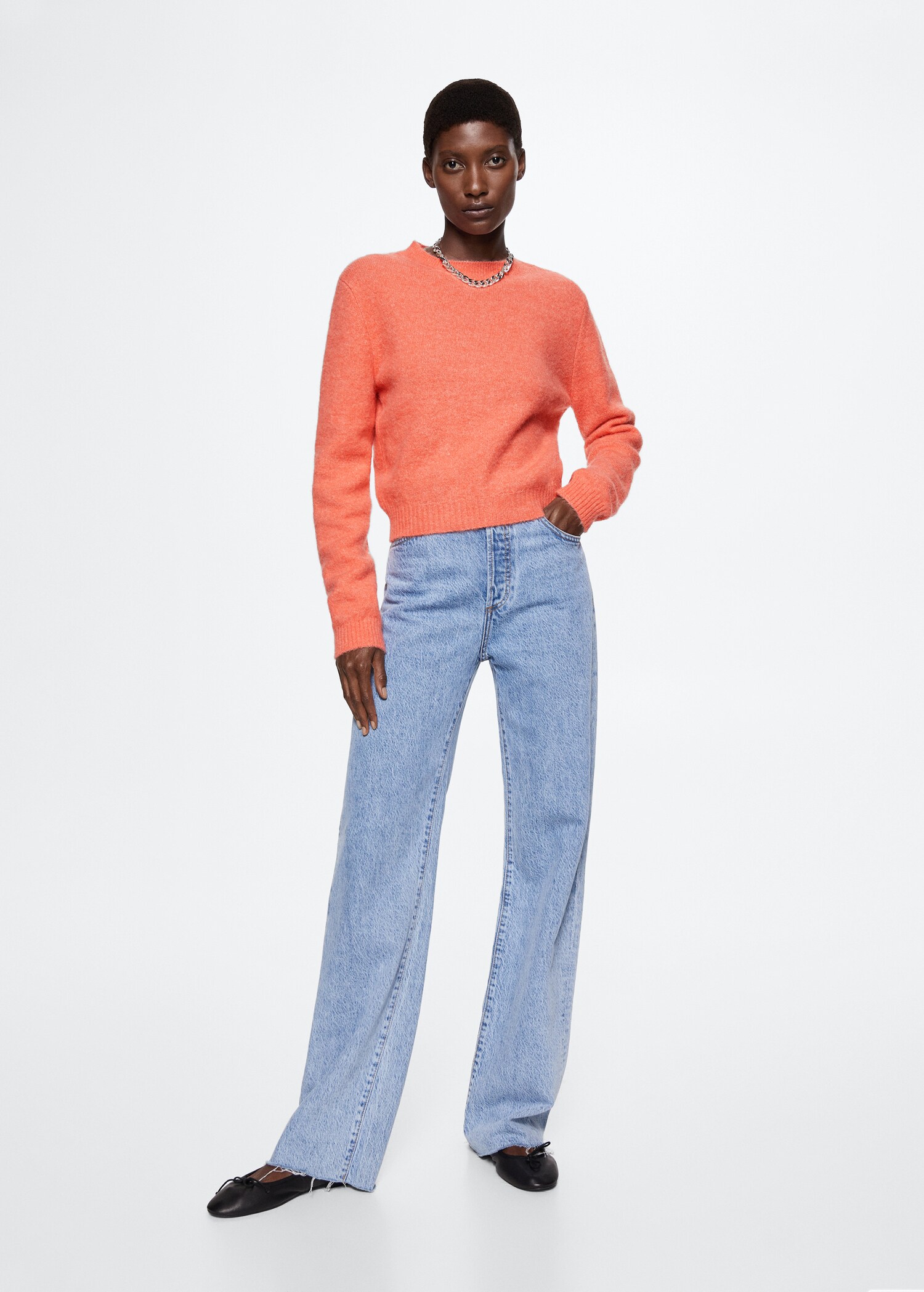 Cotton-linen round-neck knitted sweater - Details of the article 6