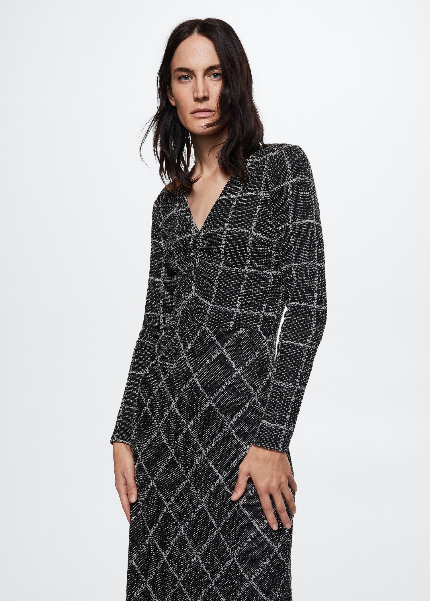 Check knit dress - Medium plane