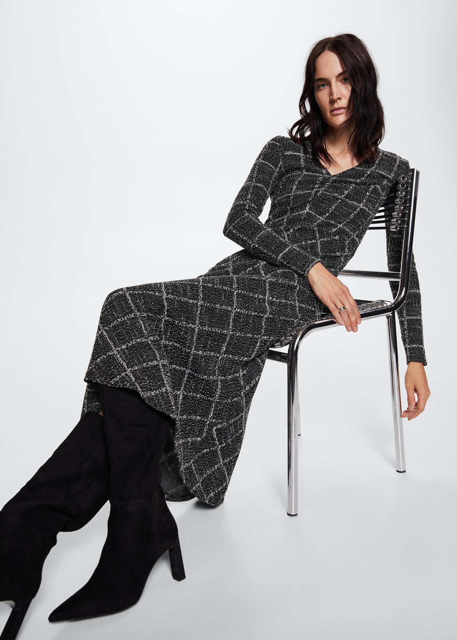 Check knit dress - Details of the article 2