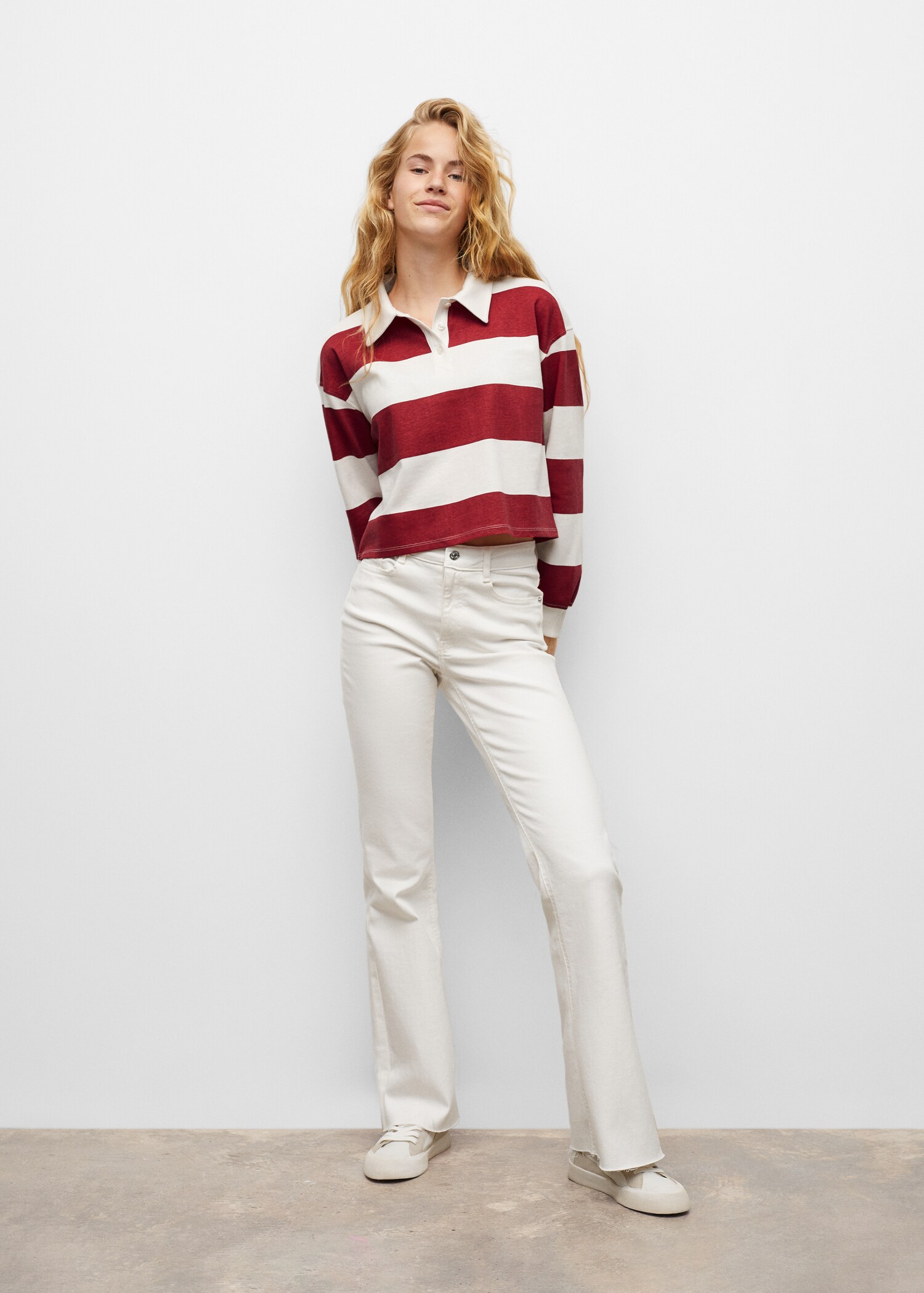 Striped cotton polo shirt - Medium plane