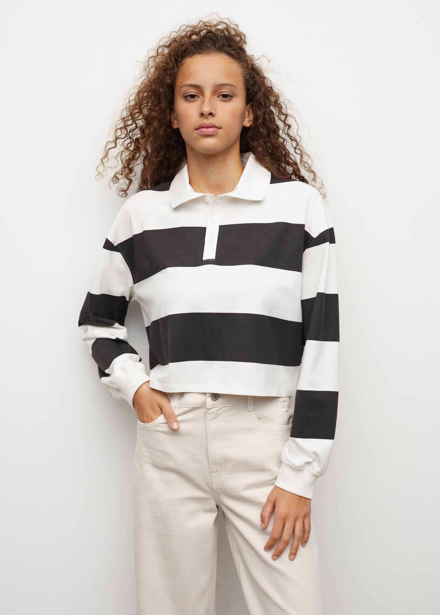 Striped cotton polo shirt - Medium plane