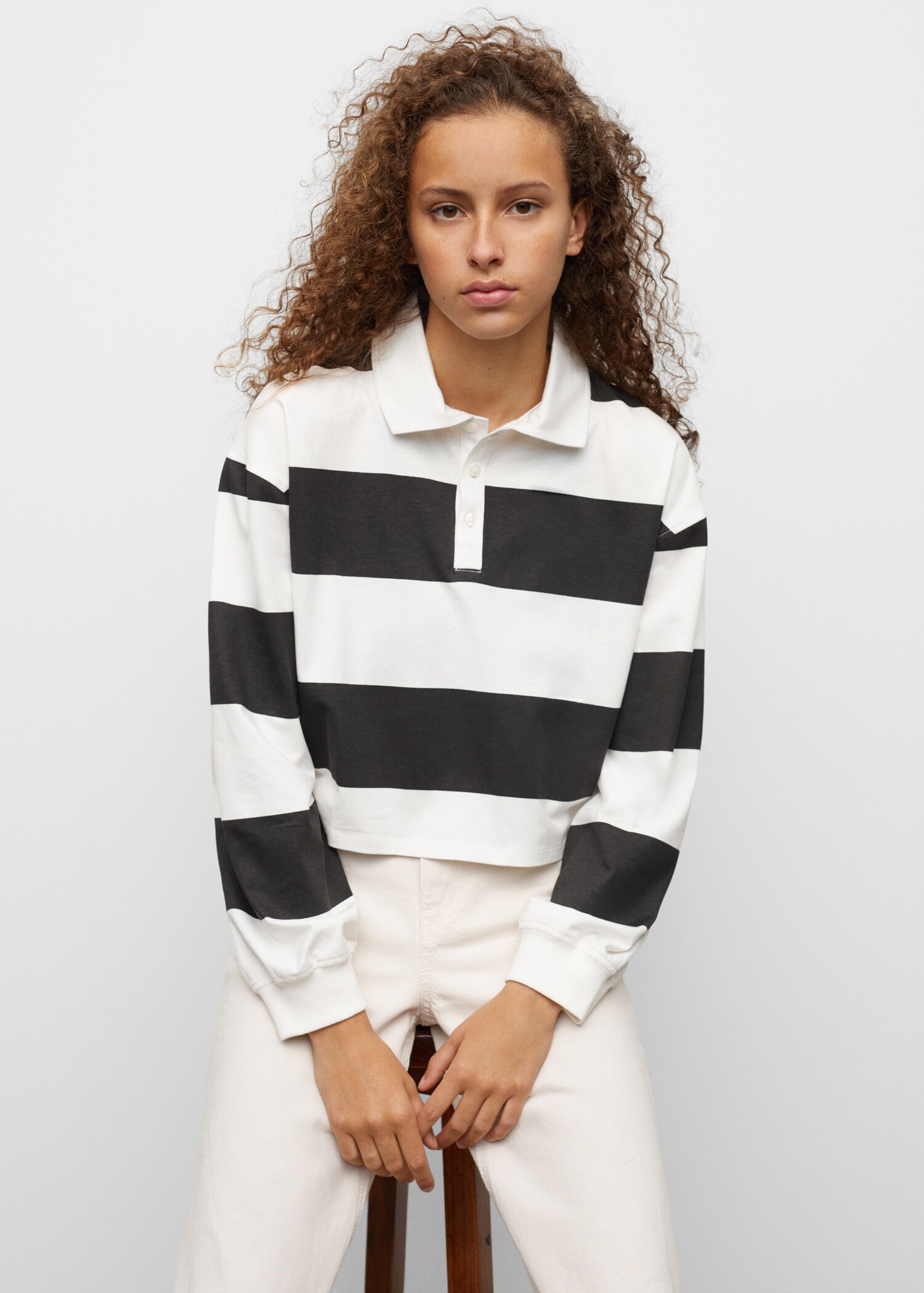 Striped cotton polo shirt - Details of the article 2
