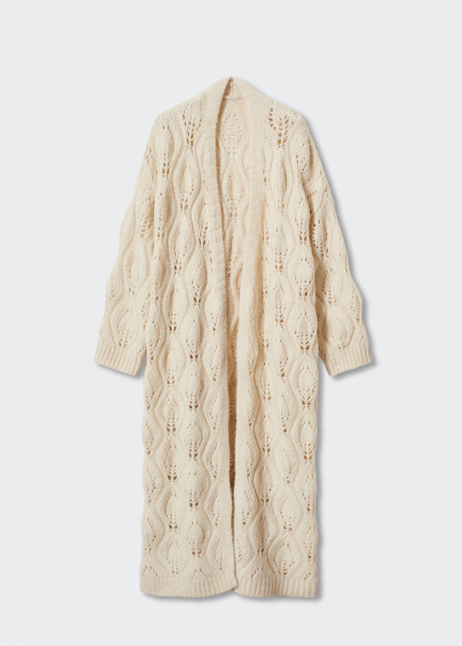 Cardigan long maille ajourée