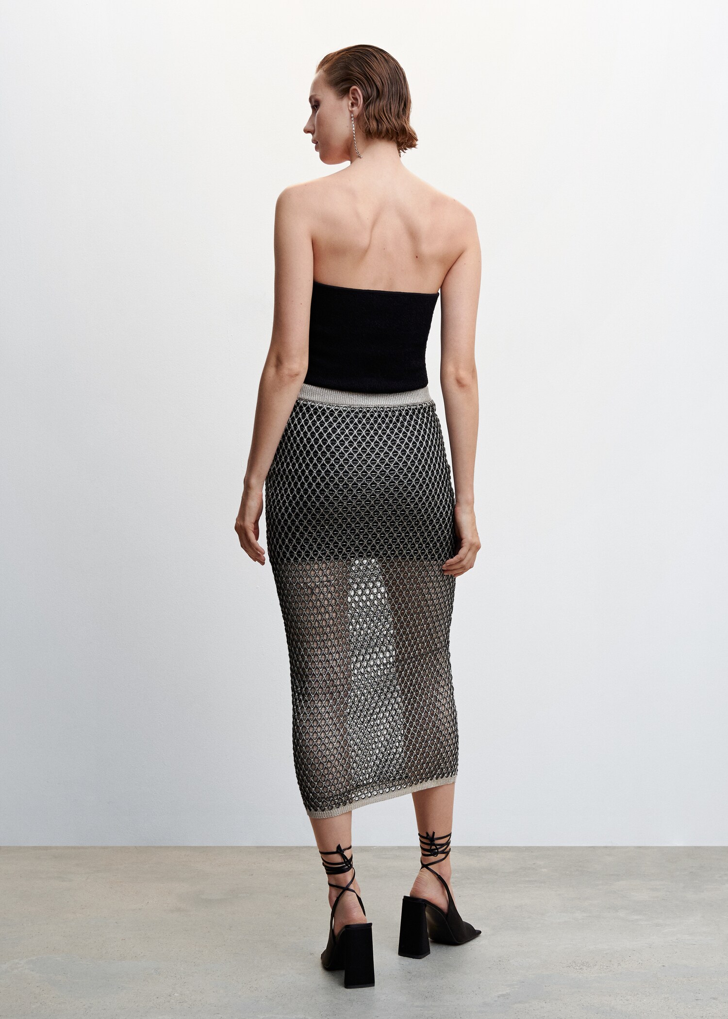 Openwork knitted lurex skirt - Reverse of the article
