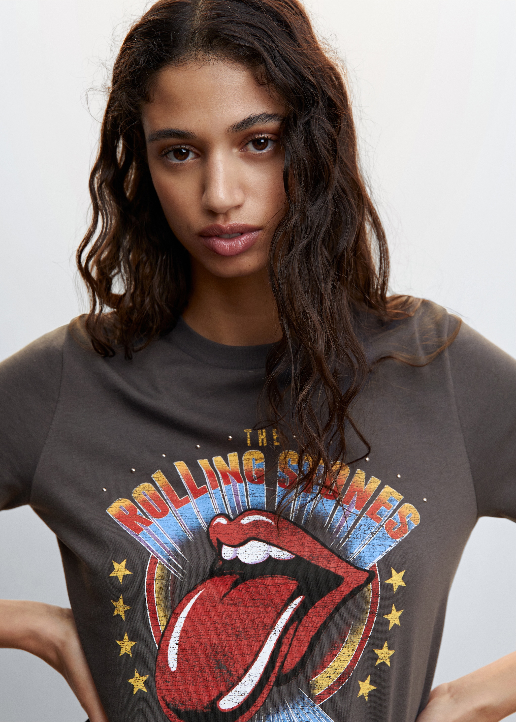 T Shirt Rolling Stones Femme T-shirt Avec Motif Crème/The Rolling