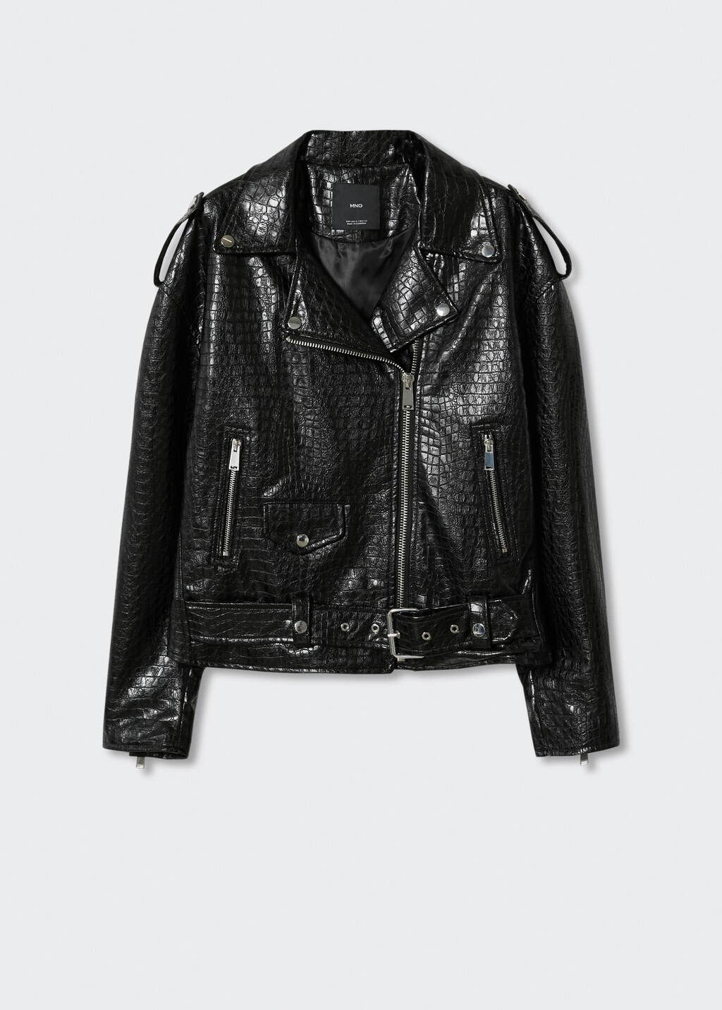 Crocodile-effect biker jacket - Women | MANGO Syria