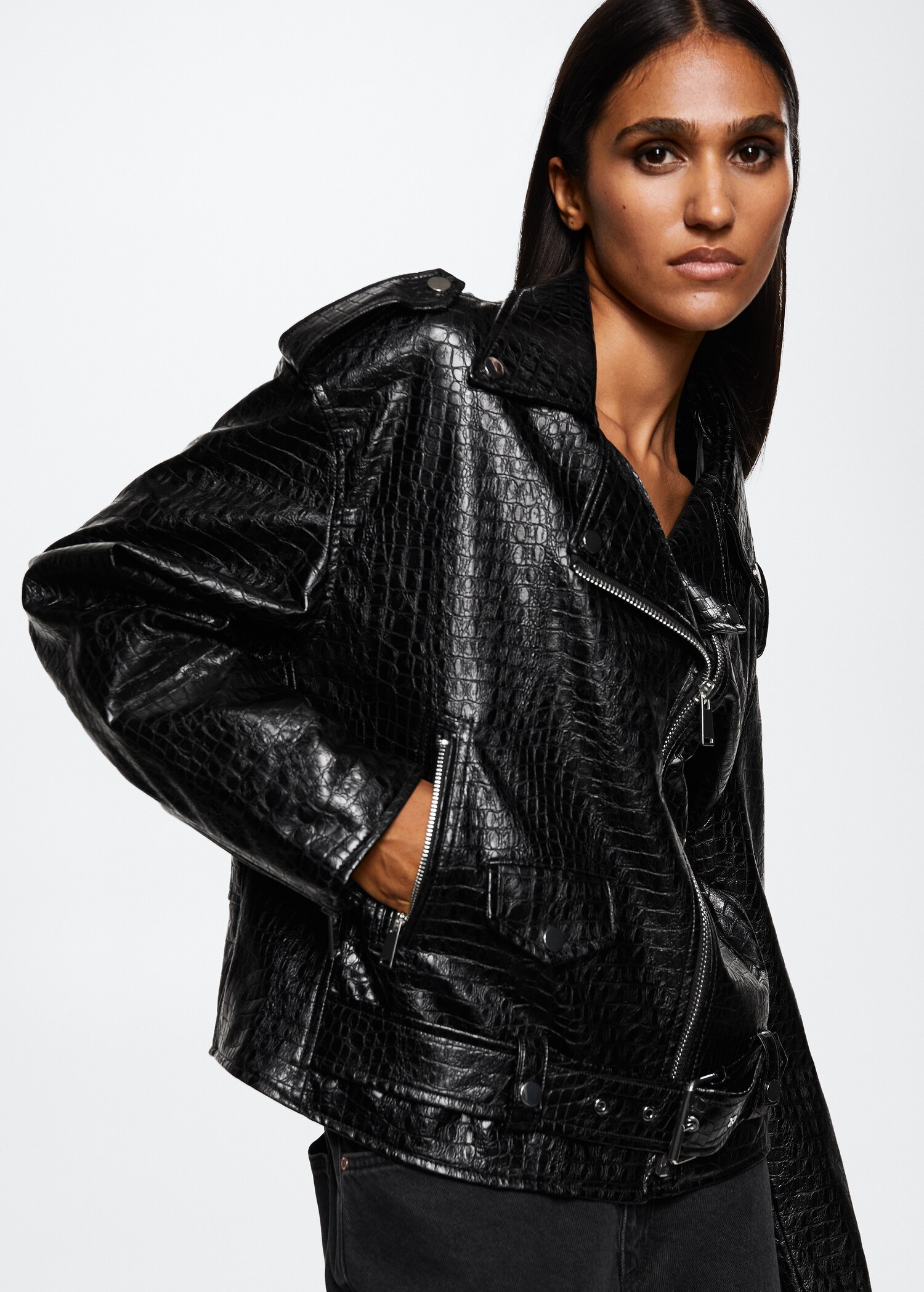 Veste biker imitation crocodile - Détail de l'article 2