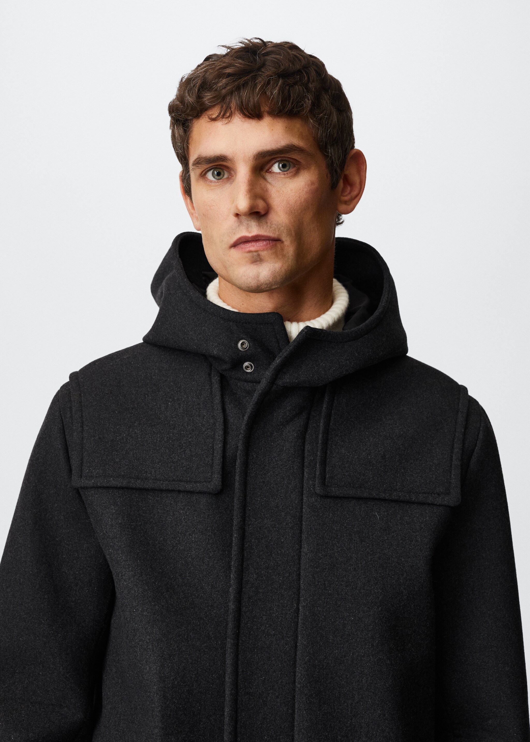 Hooded wool coat - Details of the article 1