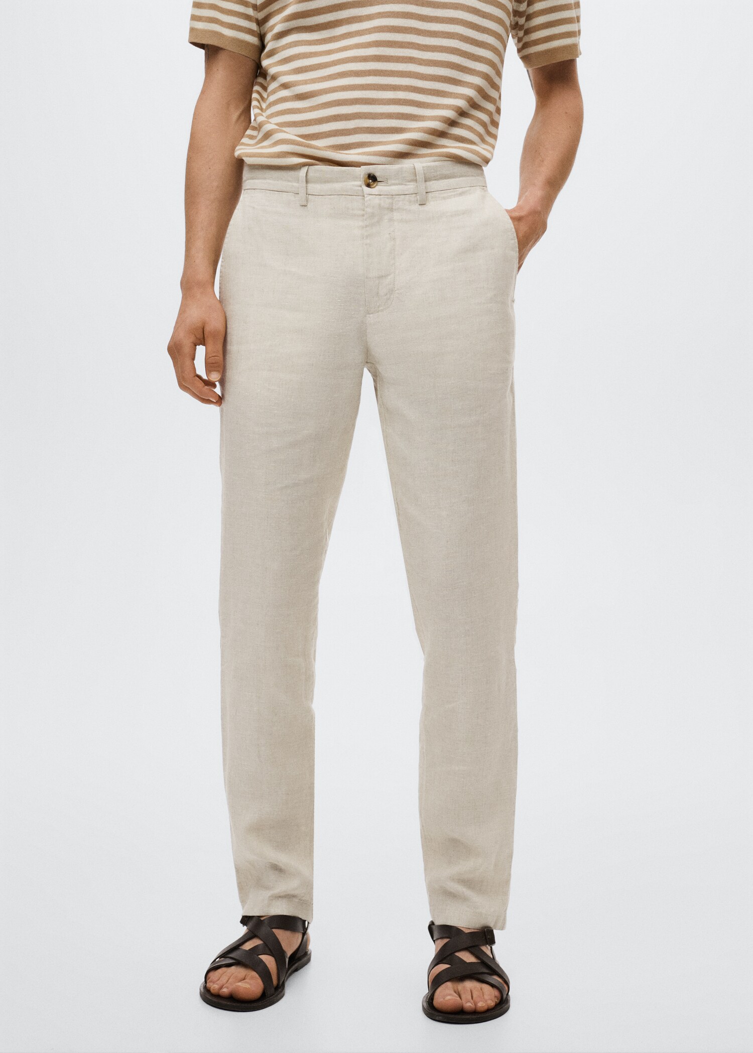 Pantalon lin slim fit - Plan moyen