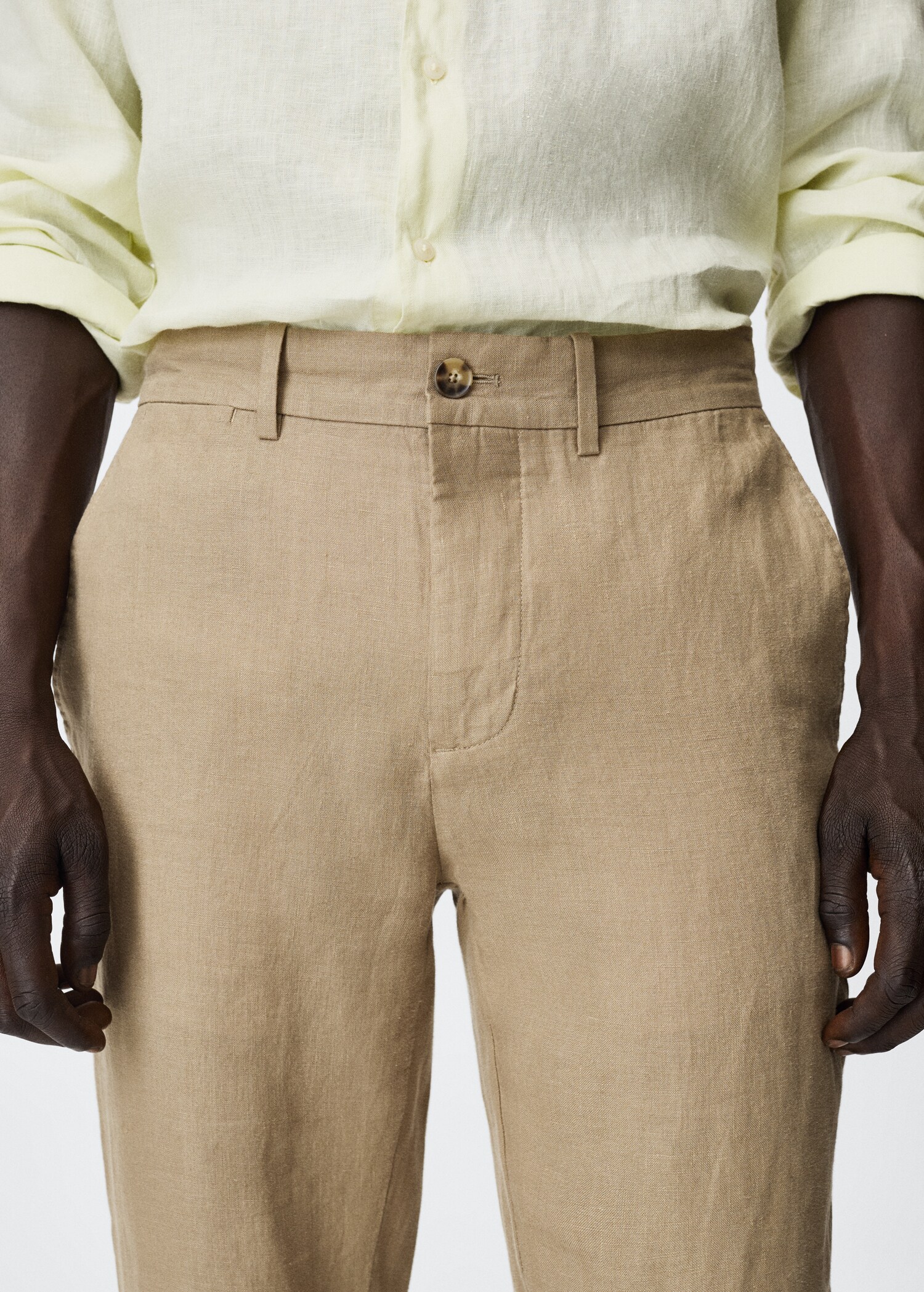 Calças de linho slim fit - Pormenor do artigo 1