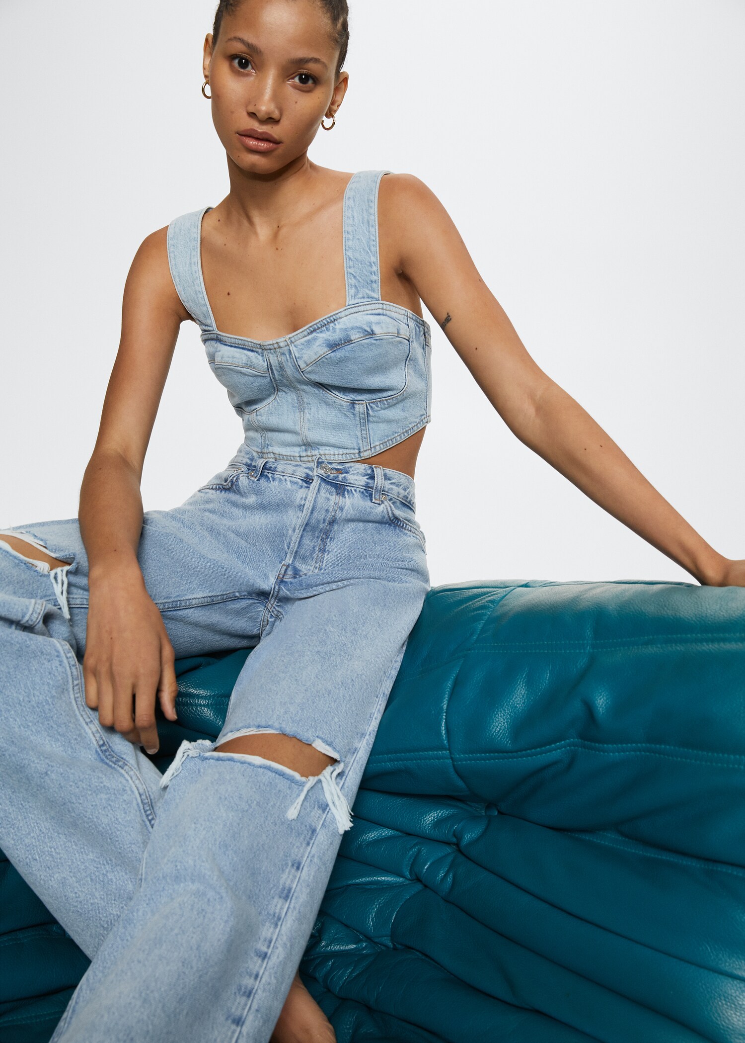 Τοπ crop denim - Λεπτομέρεια του προϊόντος 1