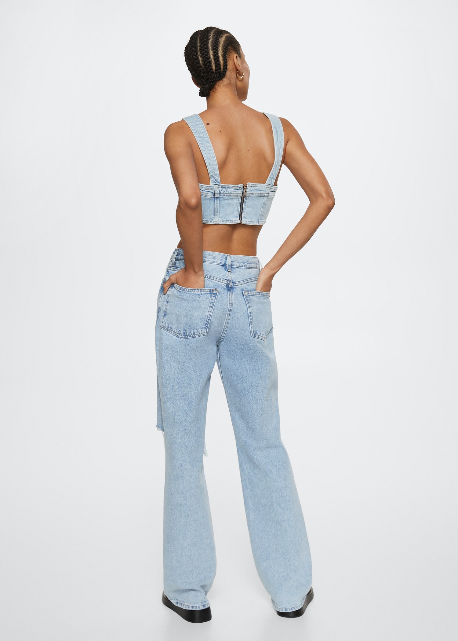 Τοπ crop denim - Πίσω όψη προϊόντος
