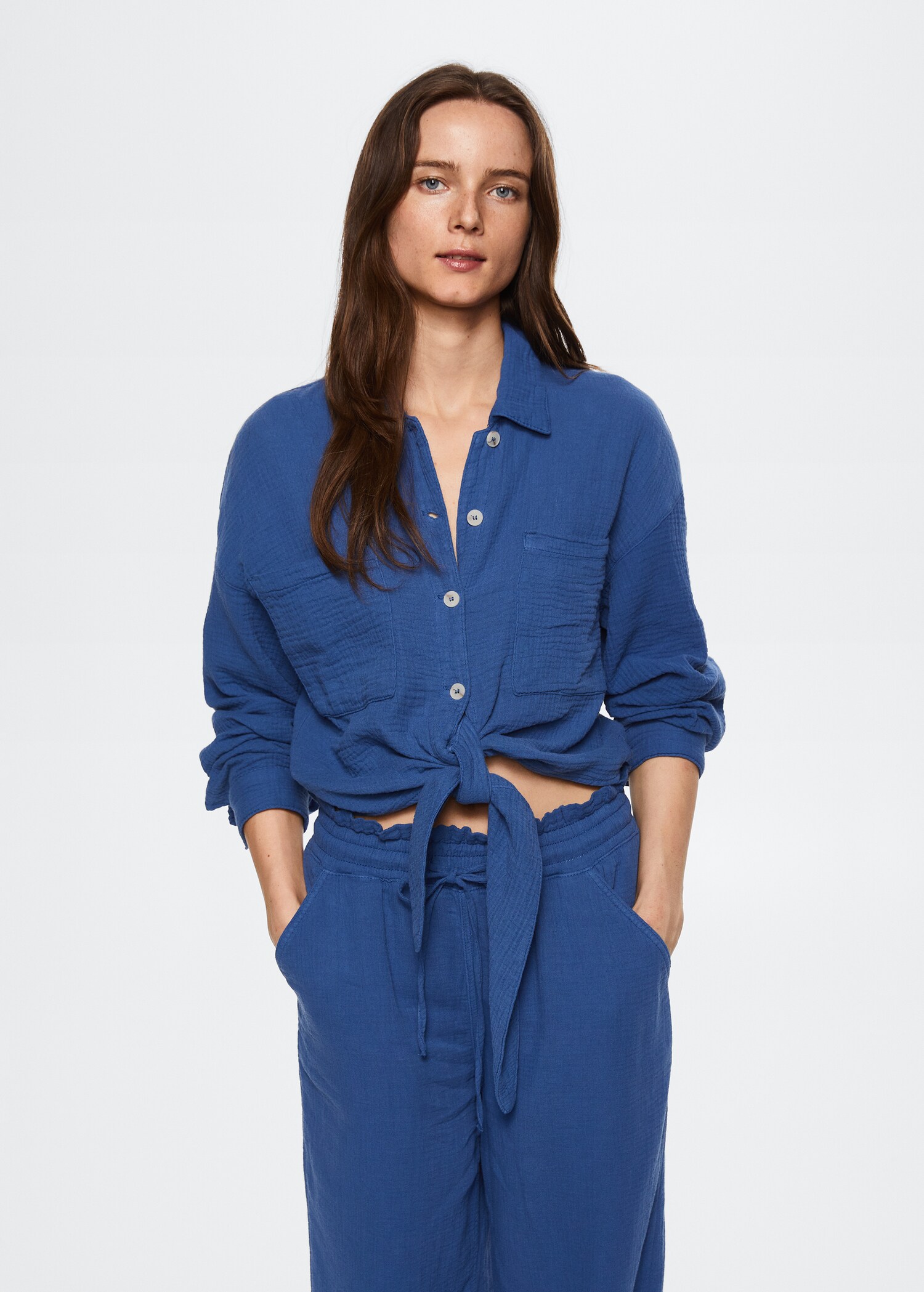 Chemise coton tissu plissé - Plan moyen