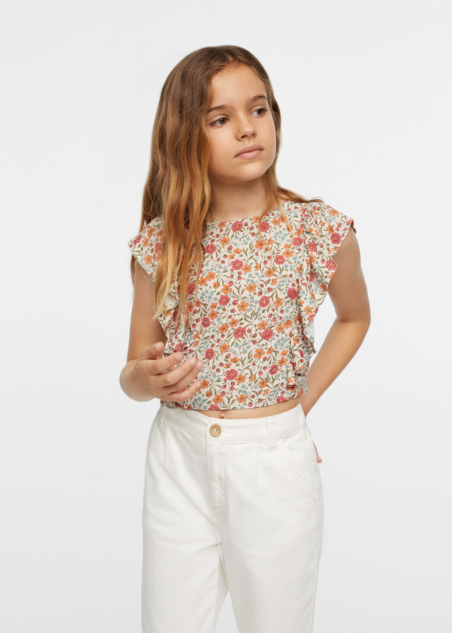 Bluse mit Blumenmuster - Mittlere Ansicht
