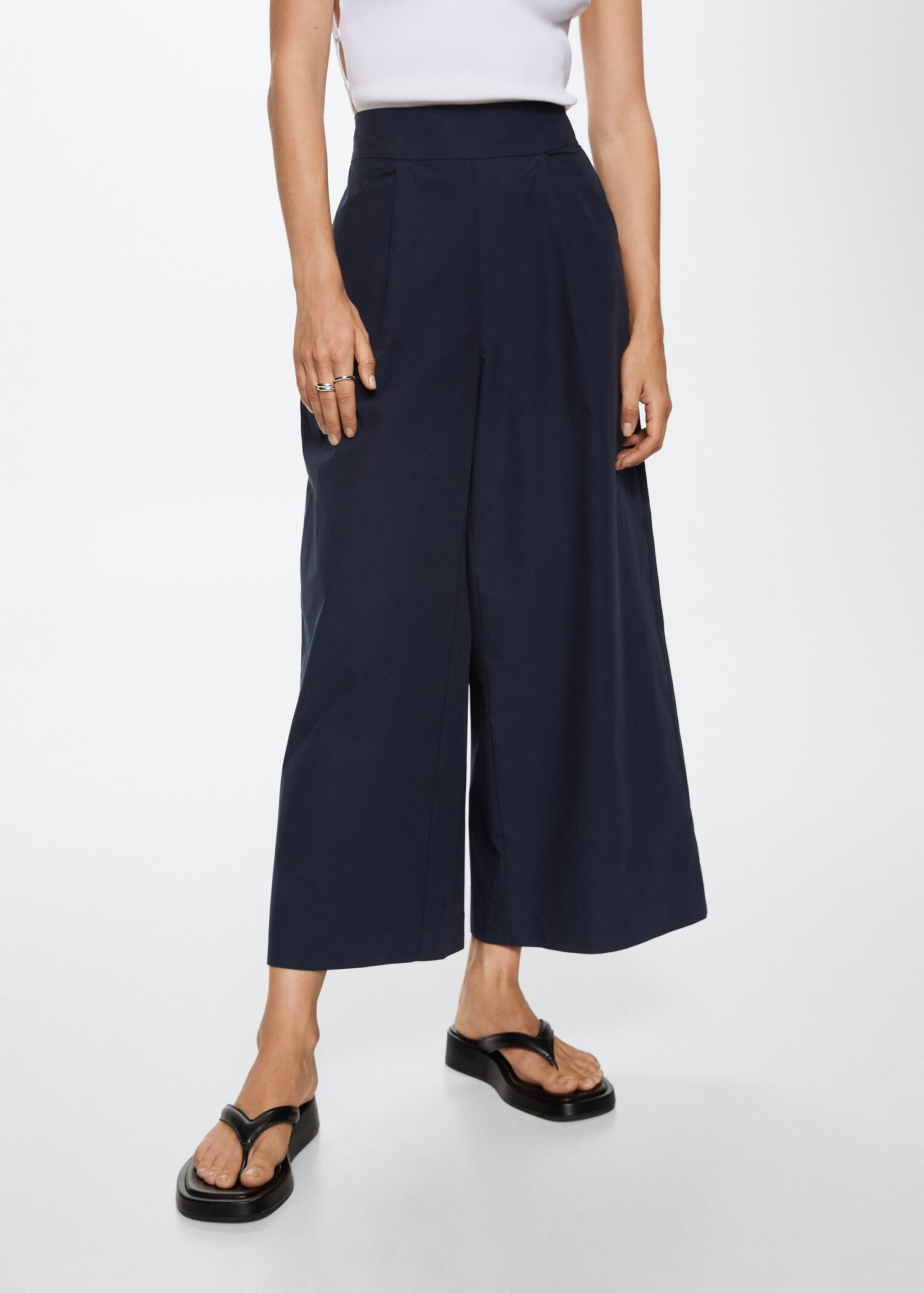 100% cotton culotte trousers  - Medium plane