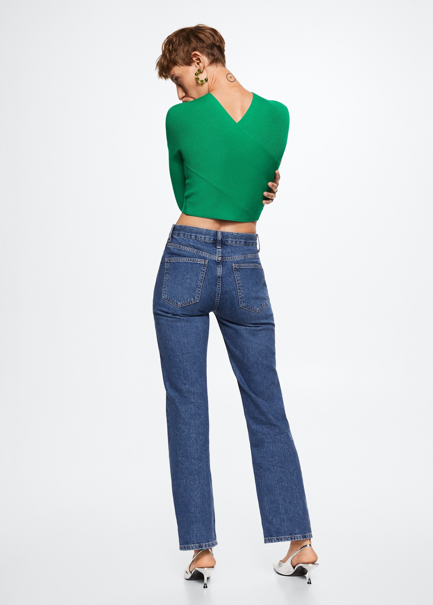 Double-breasted cropped sweater - Reverse of the article