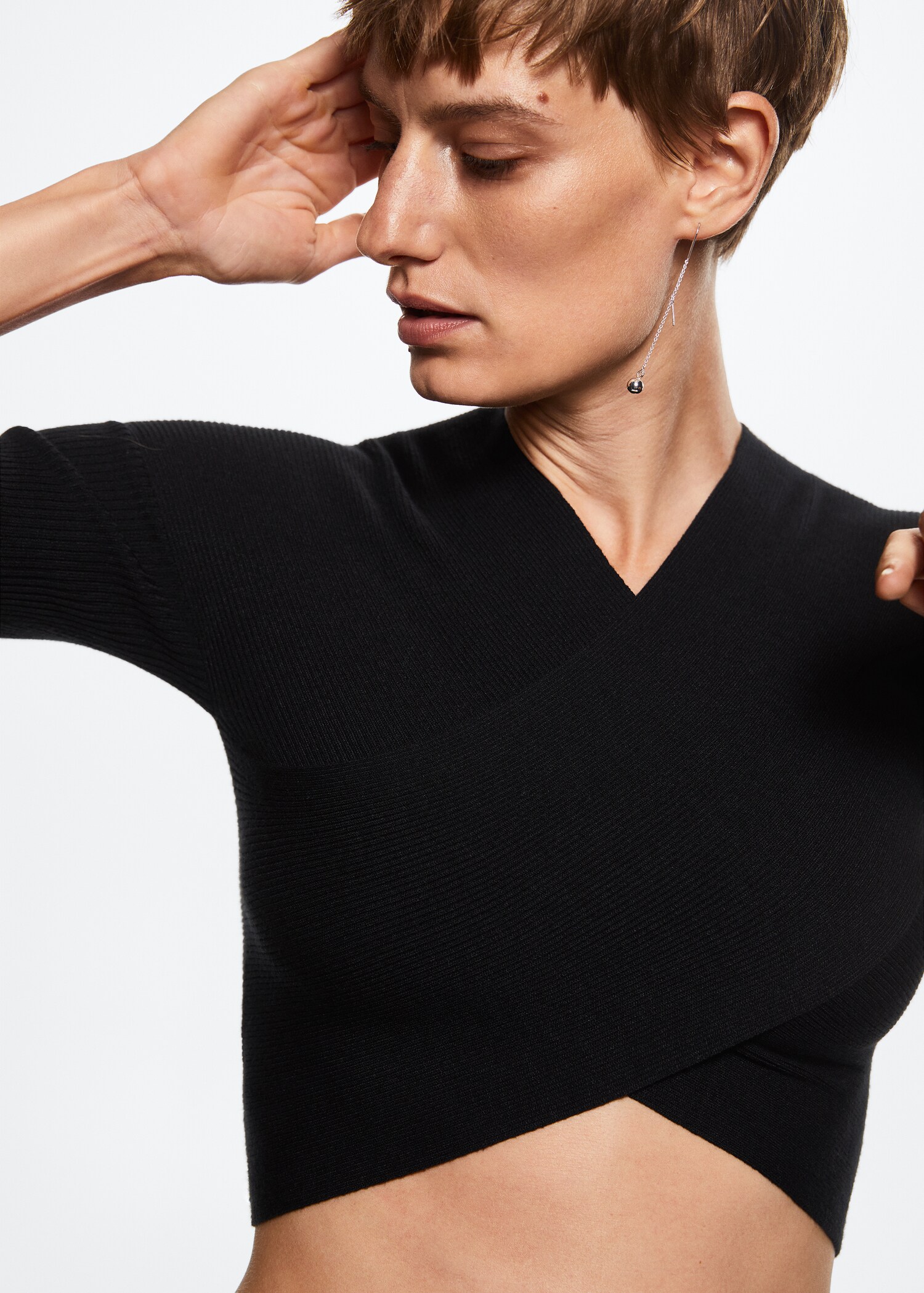 Double-breasted cropped sweater - Details of the article 1
