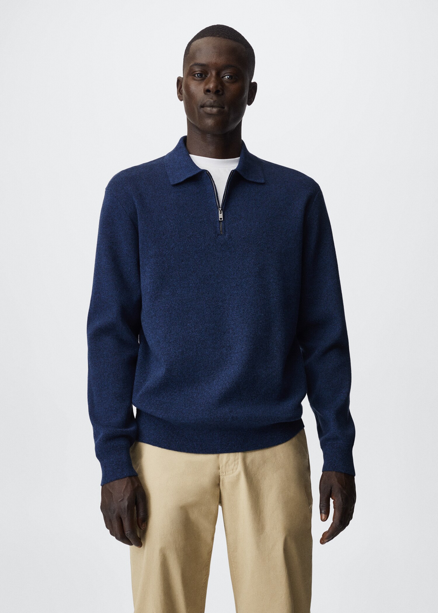 Knitted polo shirt with zip - Medium plane