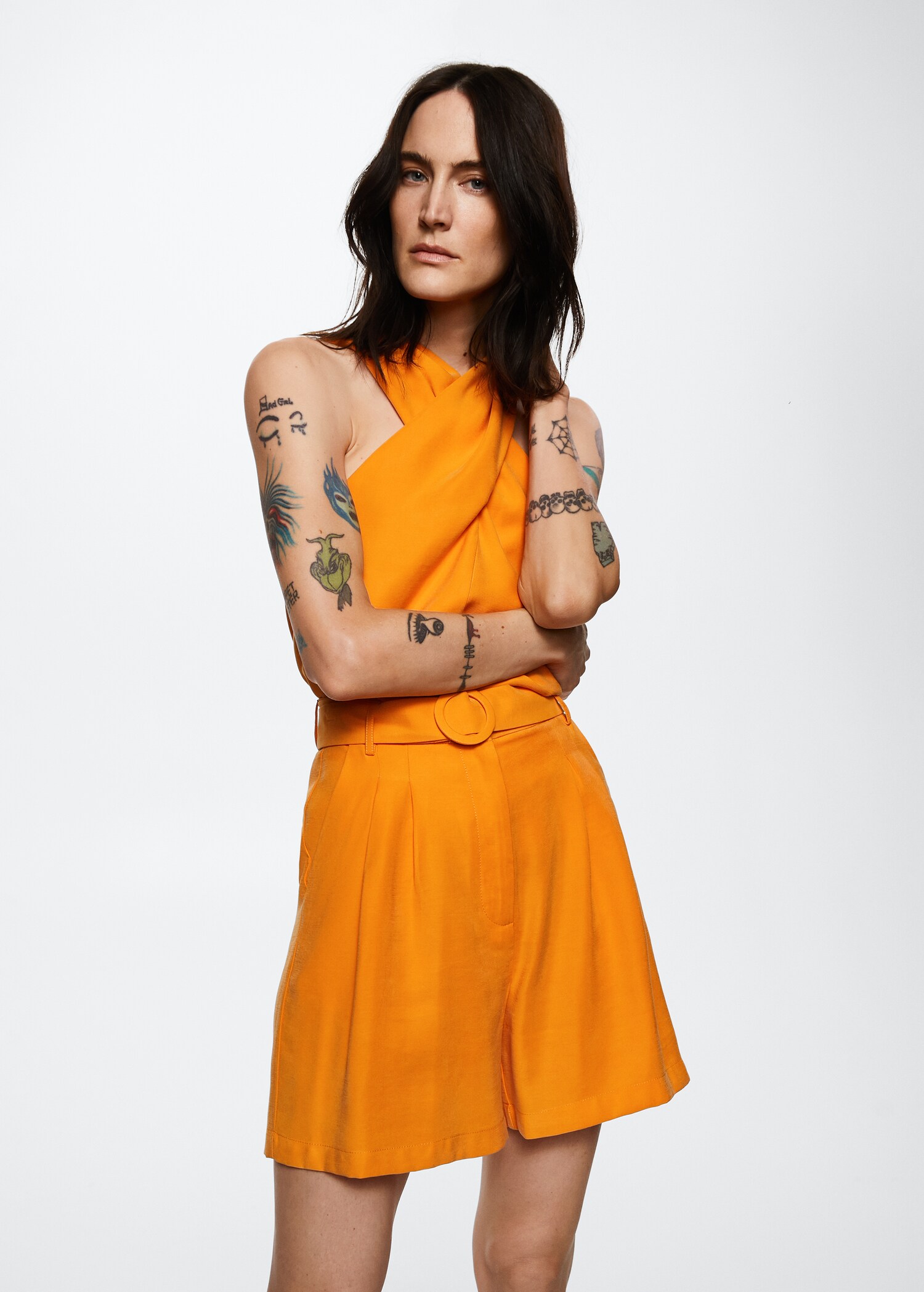 Belt high-waist shorts - Medium plane