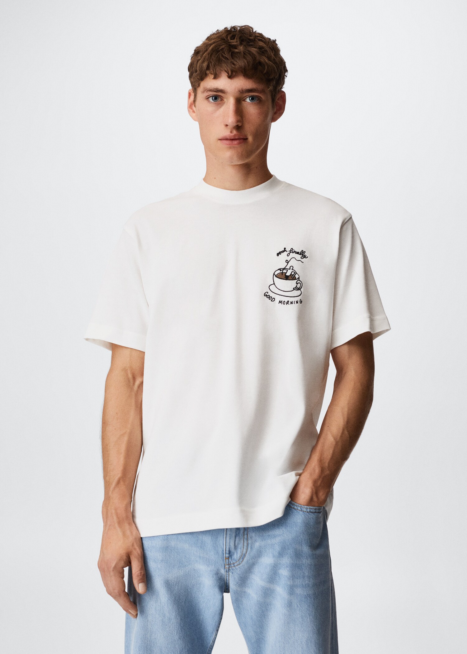Bedrucktes Baumwoll-T-Shirt - Mittlere Ansicht