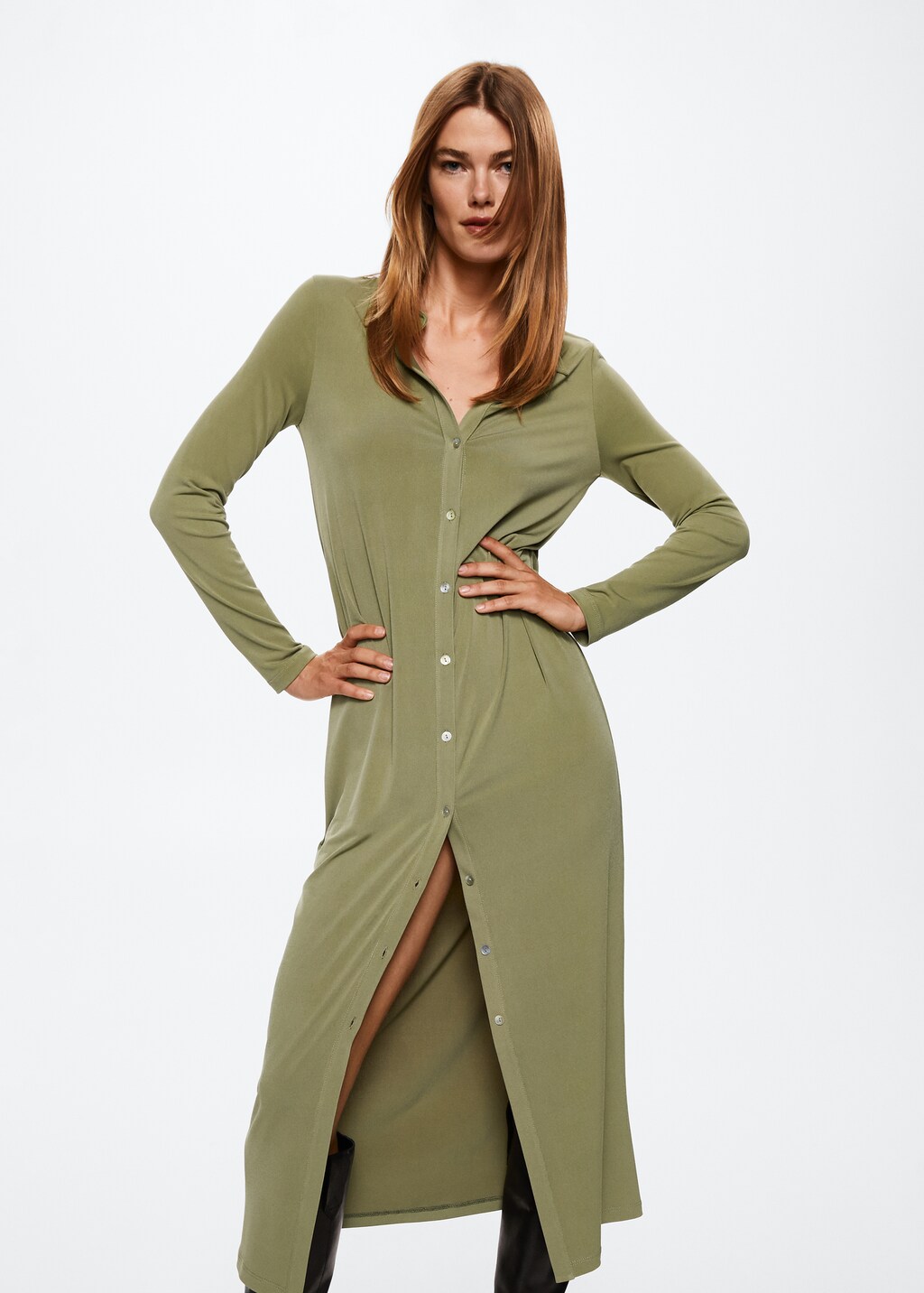 Buttoned midi dress