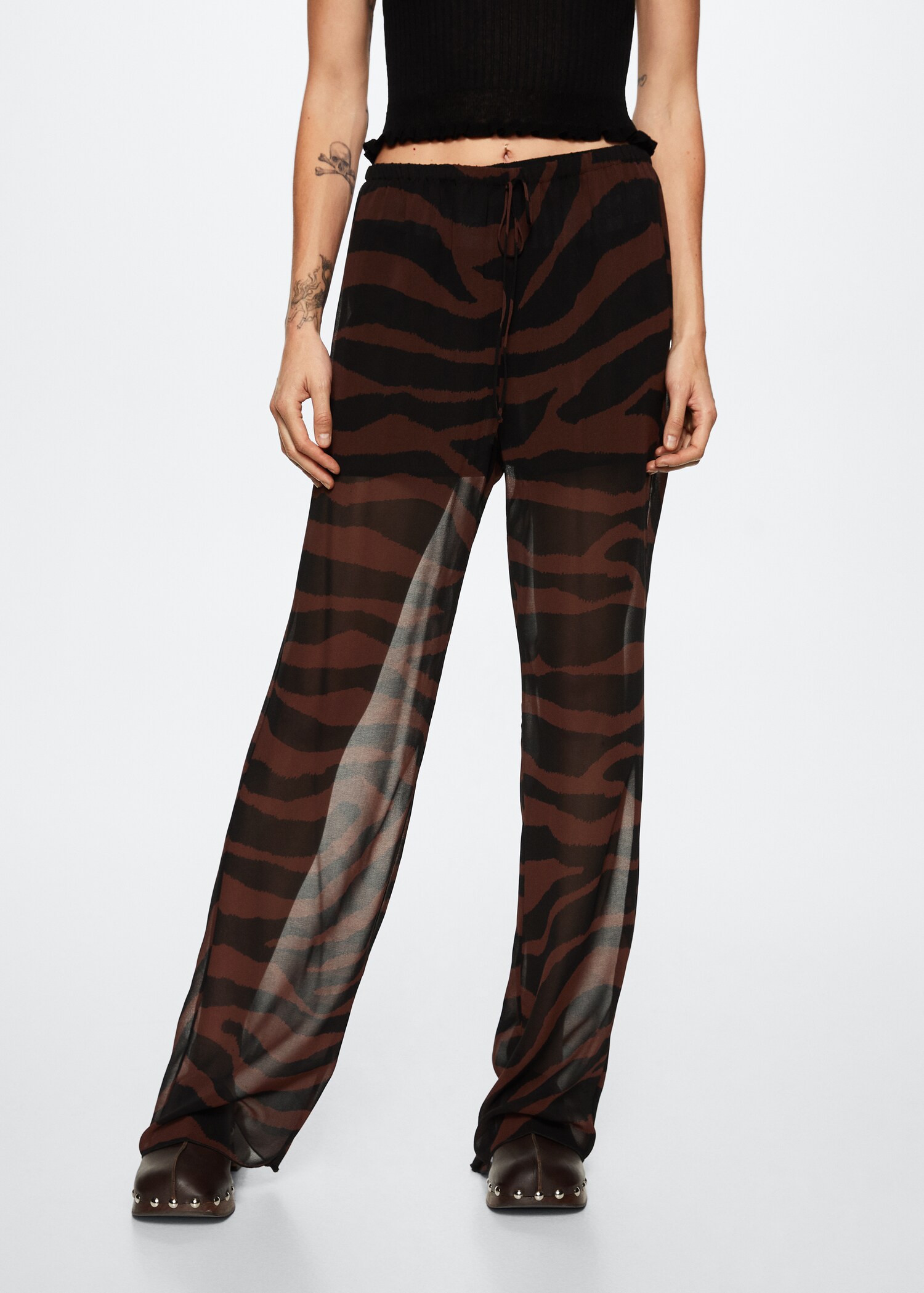 Animal print straight trousers - Medium plane
