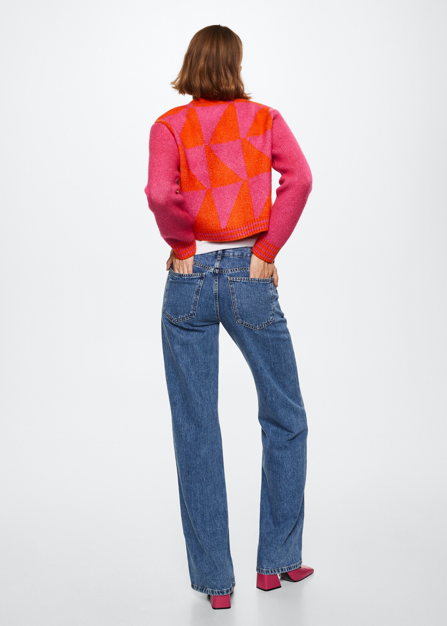 Cardigan de malha com botões de joia - Verso do artigo
