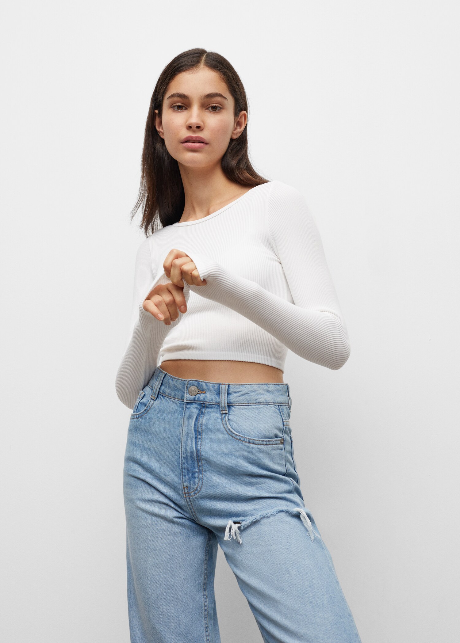 Ribbed crop T-shirt - Medium plane