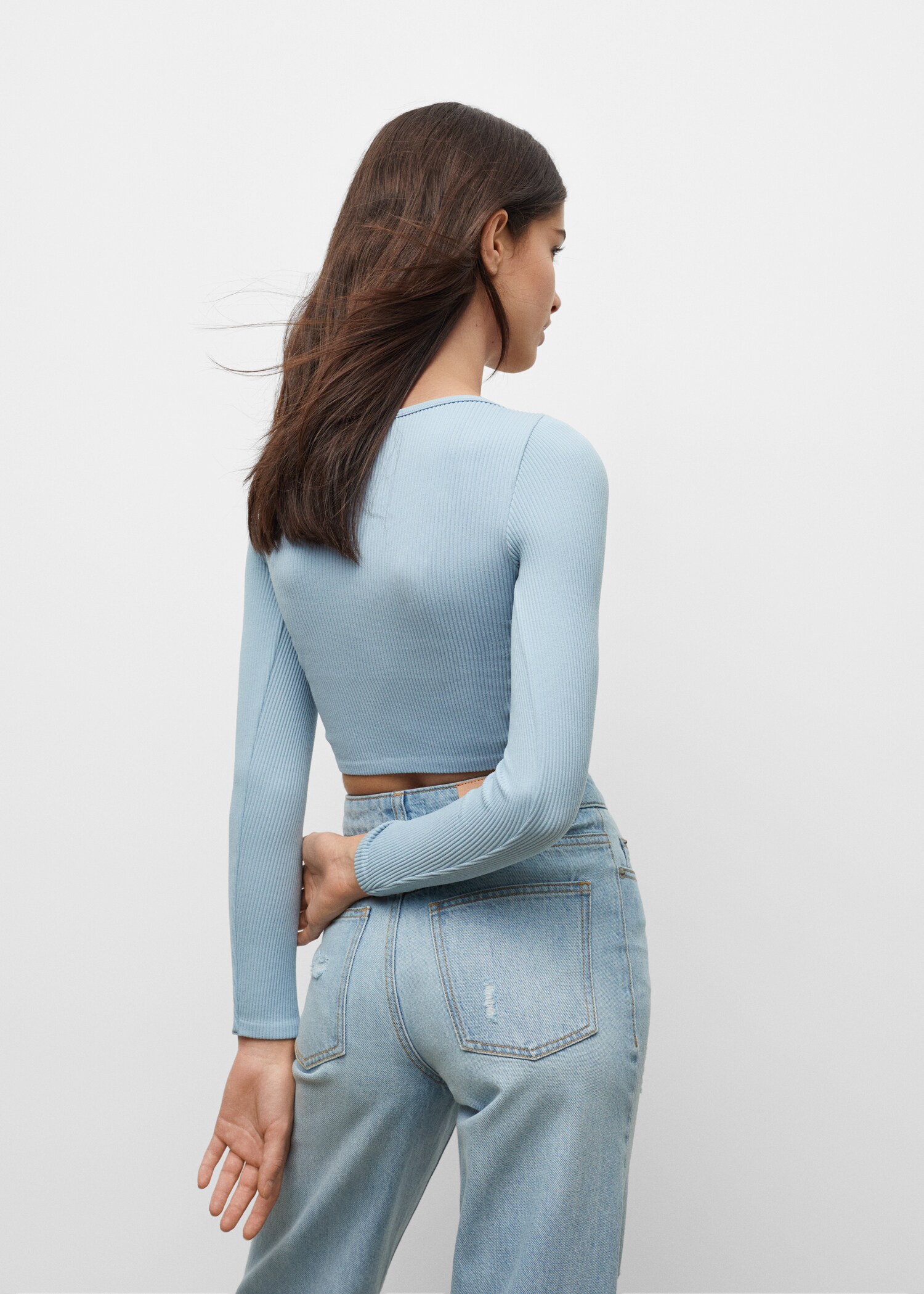 Camiseta crop canalé - Reverso del artículo