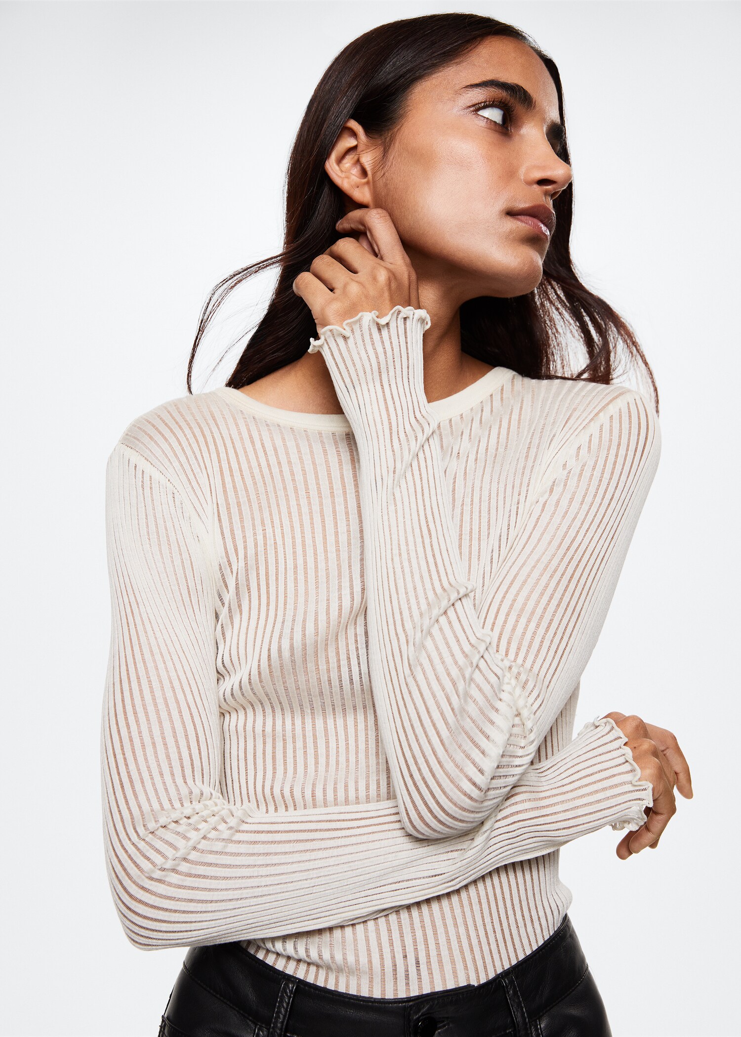 Long sleeve silk t-shirt - Details of the article 1
