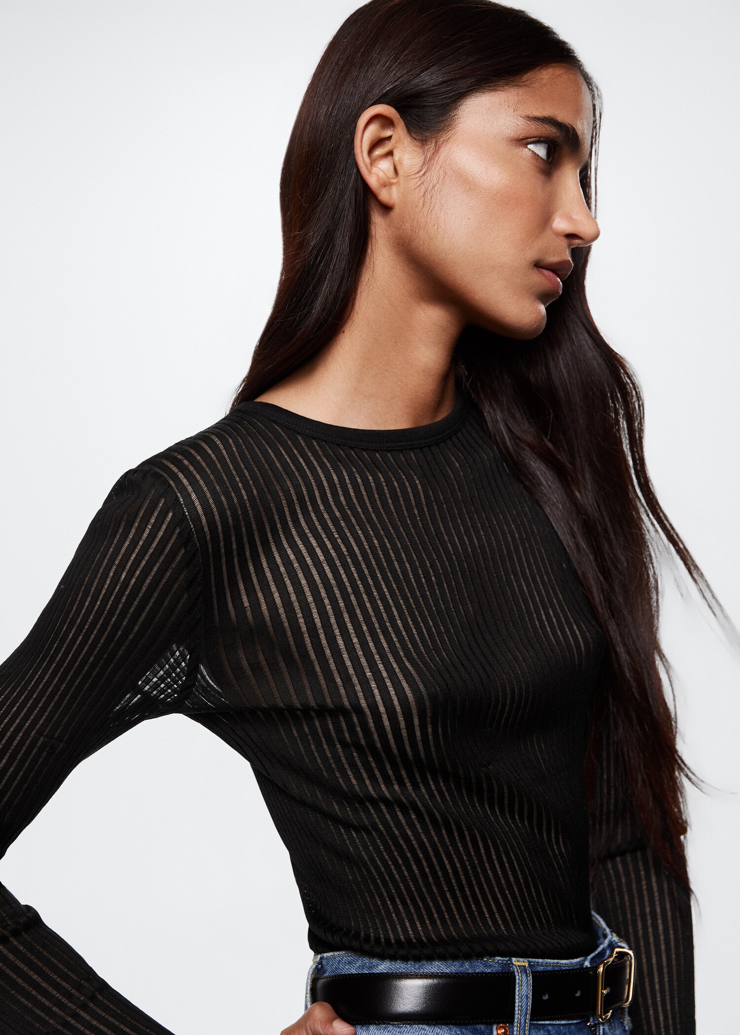 Long sleeve silk t-shirt - Details of the article 1