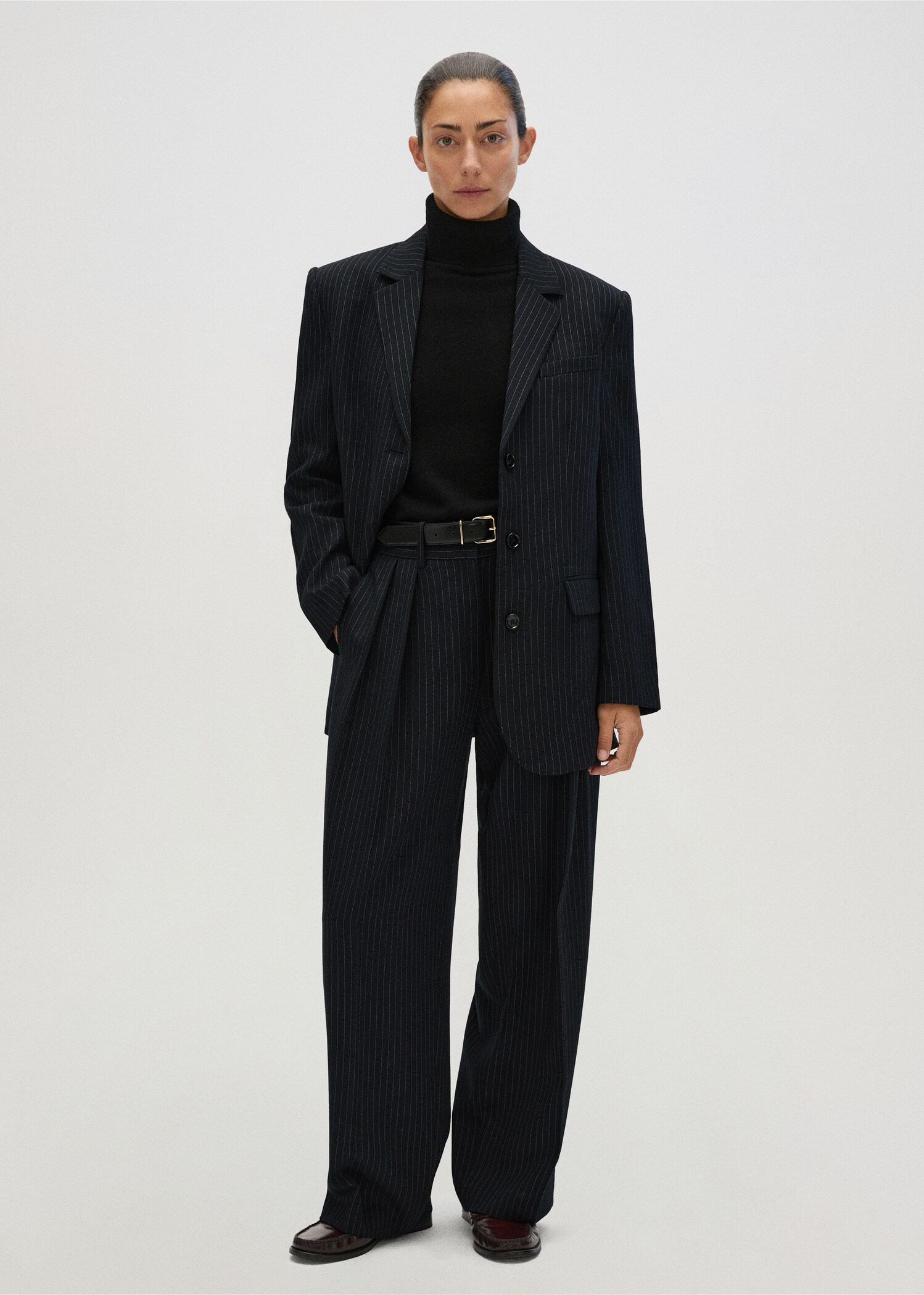 Blazer de fato de lã com risca diplomática - Pormenor do artigo 7
