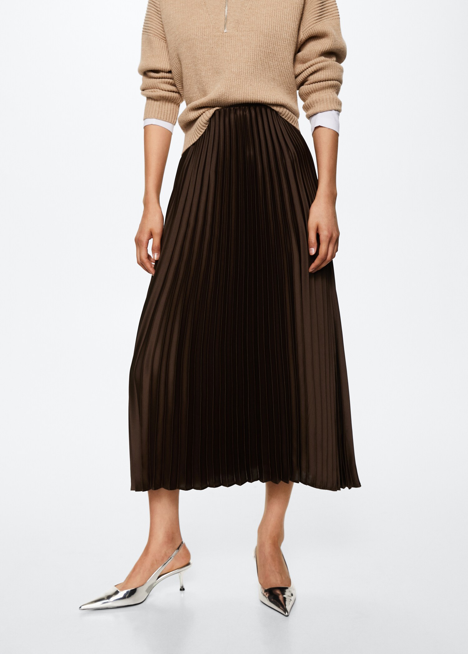Satin pleated skirt - Medium plane
