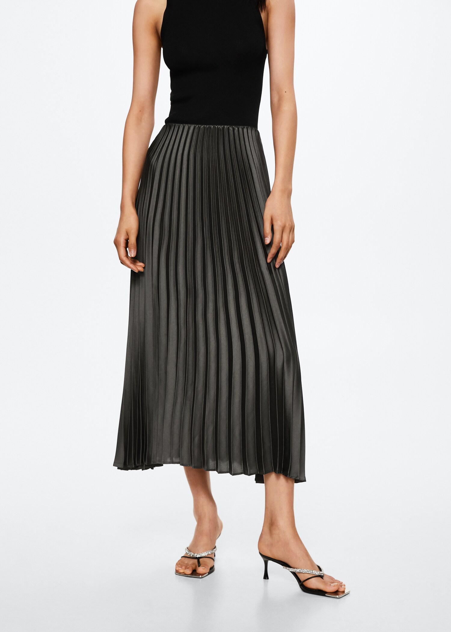 Satin pleated skirt - Medium plane
