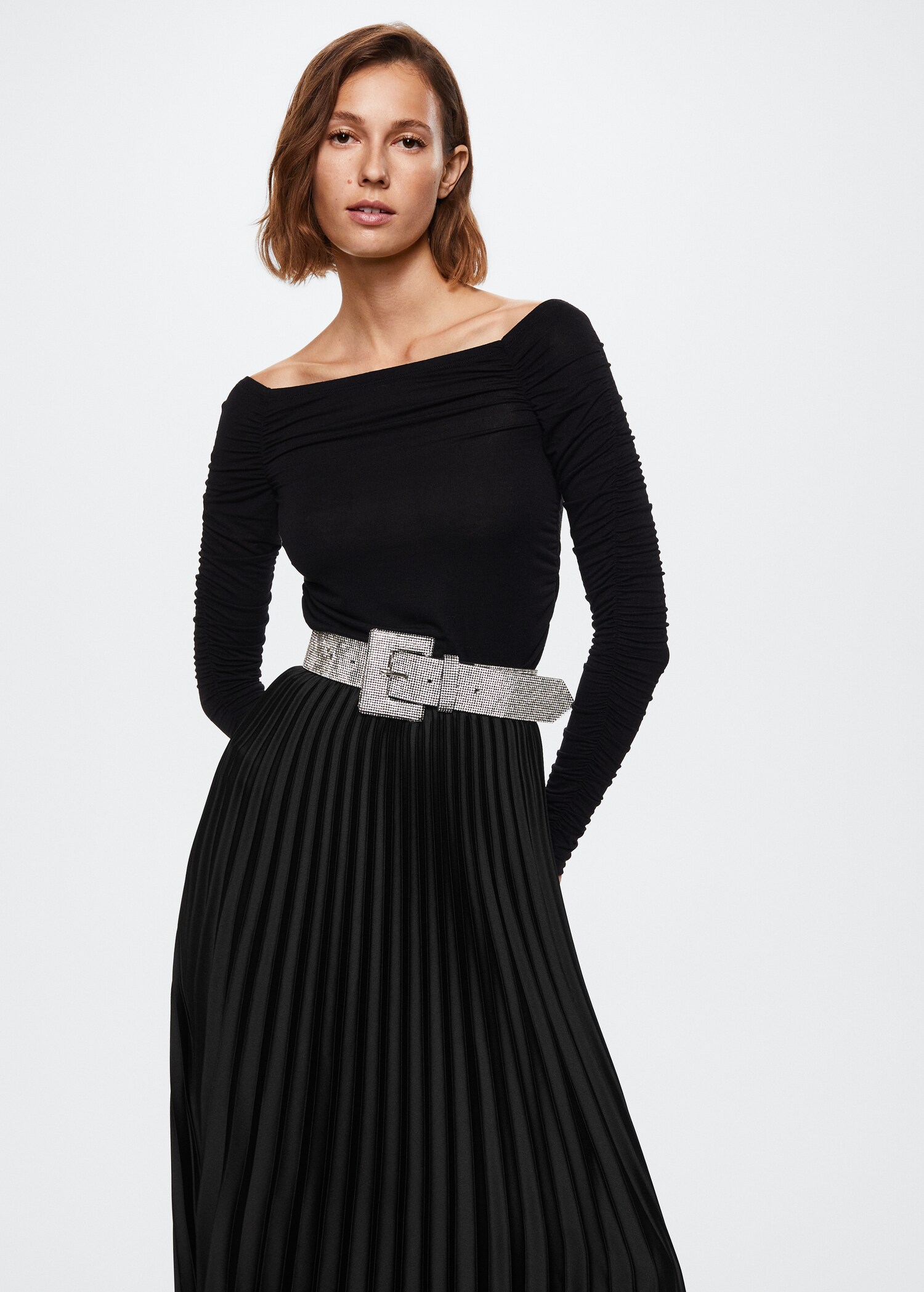 Satin pleated skirt - Details of the article 1