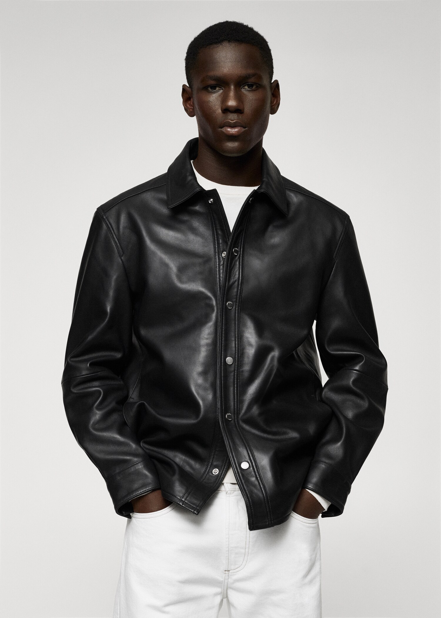 Leather overshirt - Medium plane