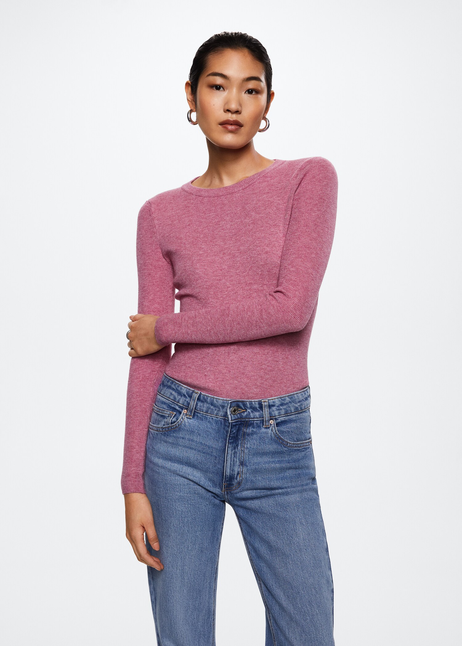 Ribbed round-neck sweater  - Medium plane