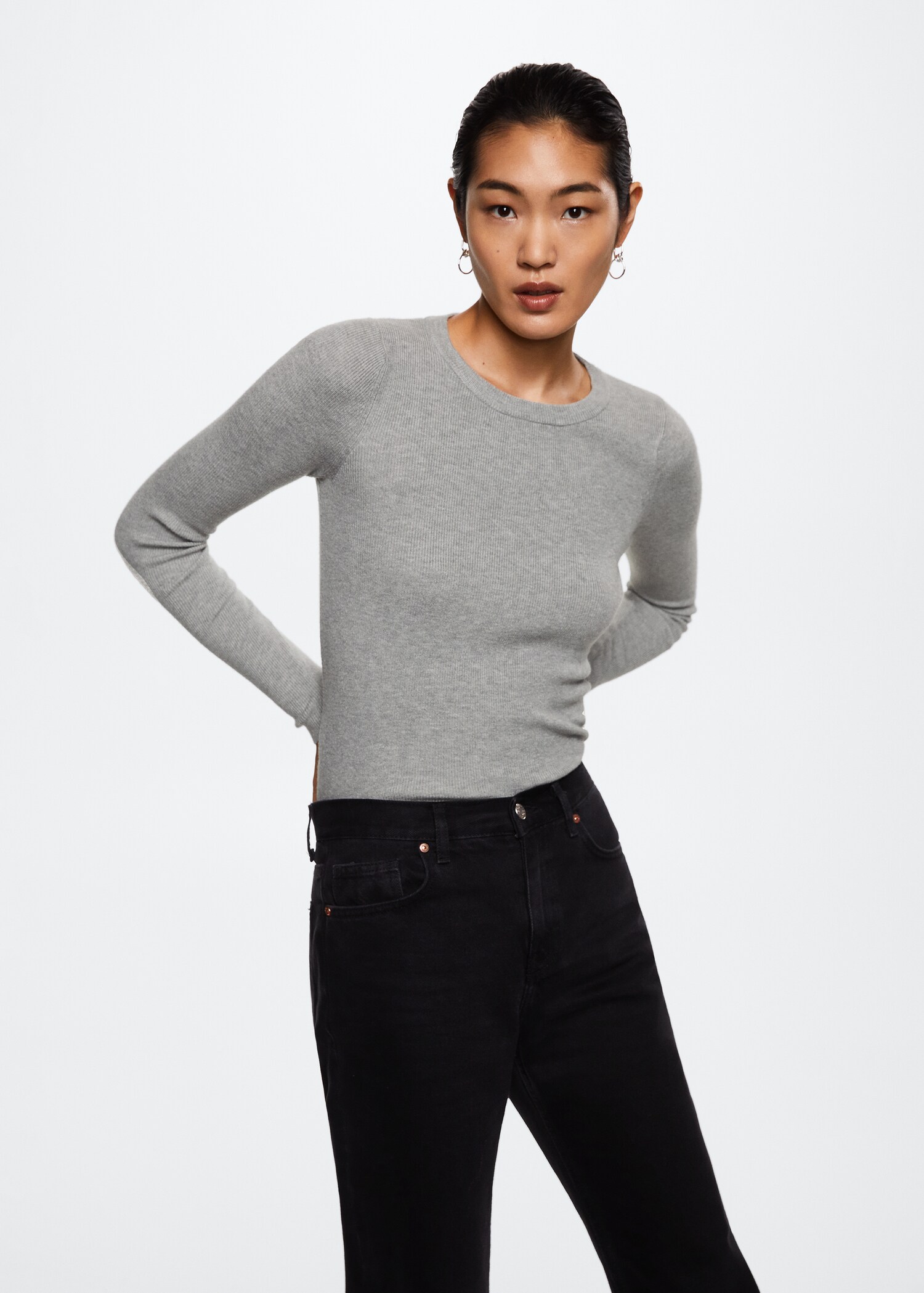 Ribbed round-neck sweater  - Medium plane