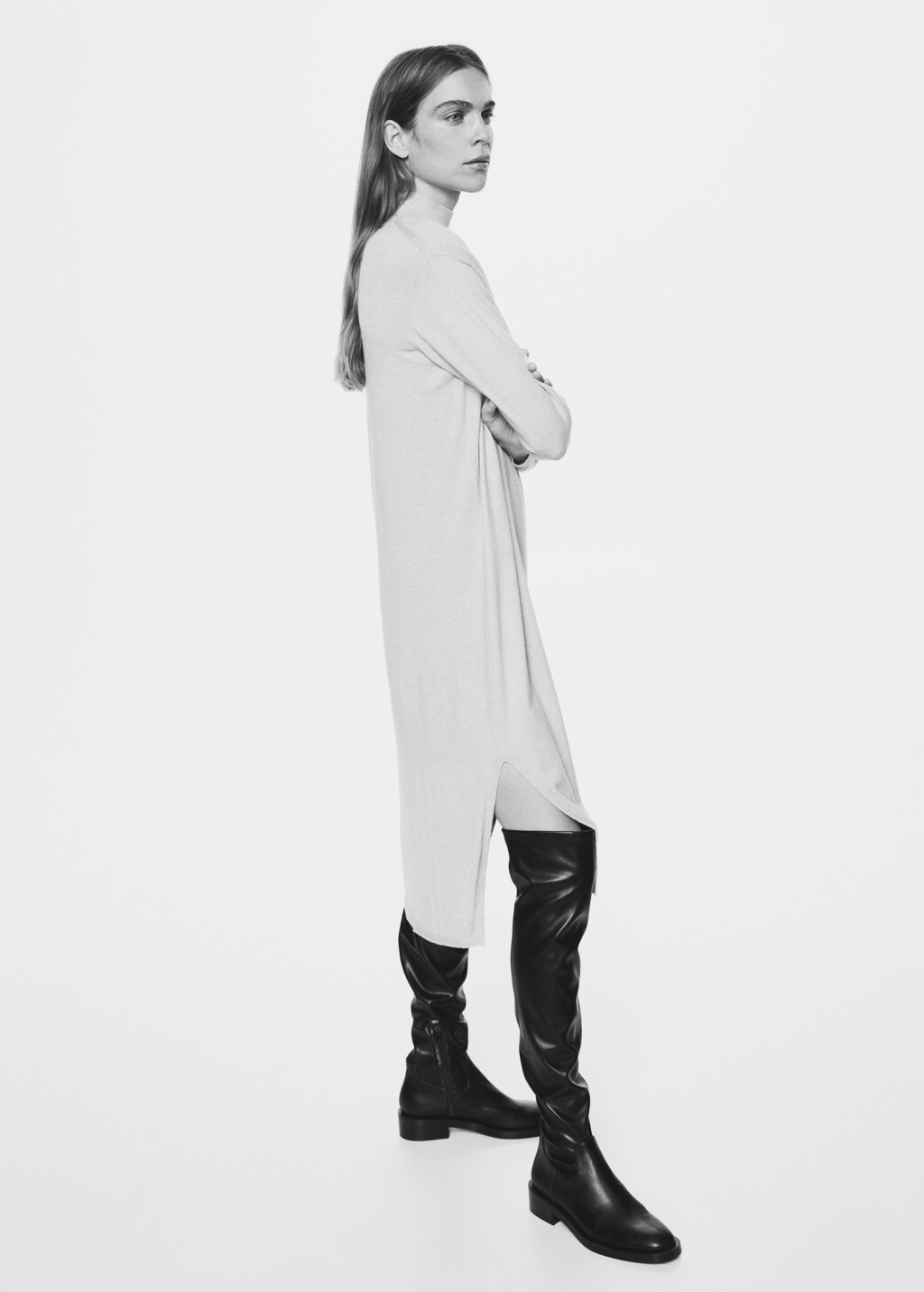 Knitted Perkins neck dress - Women | MANGO Gibraltar