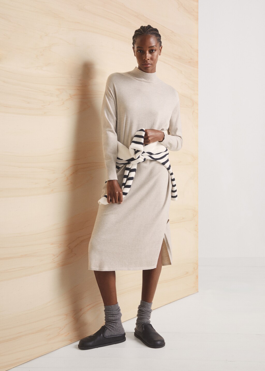 Knitted Perkins neck dress | MANGO Gibraltar