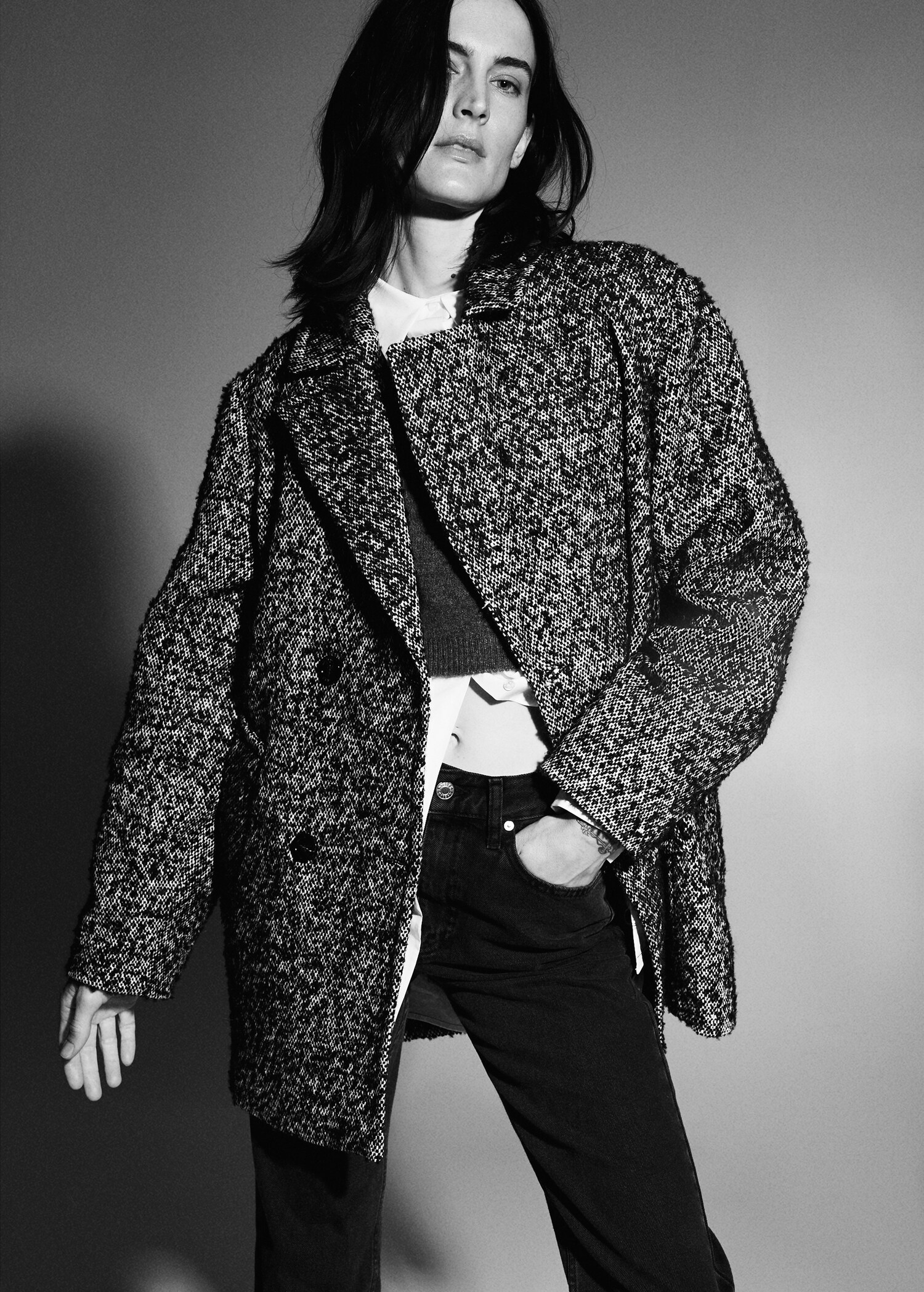 Flecked textured coat - Details of the article 2