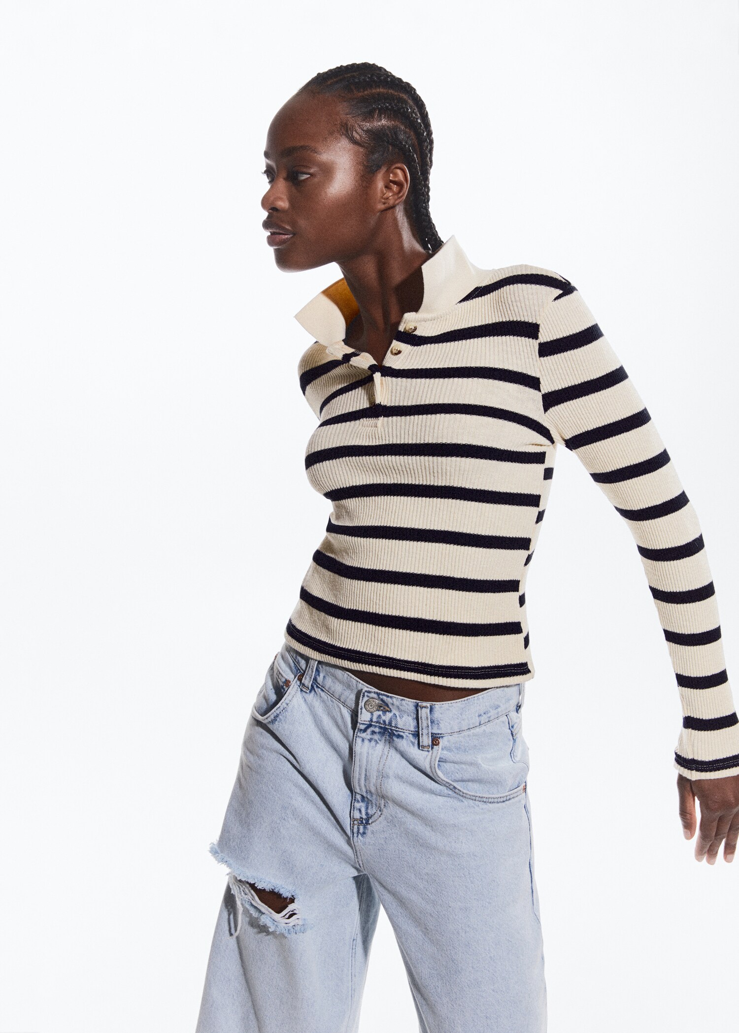 Striped cotton polo shirt - Details of the article 2