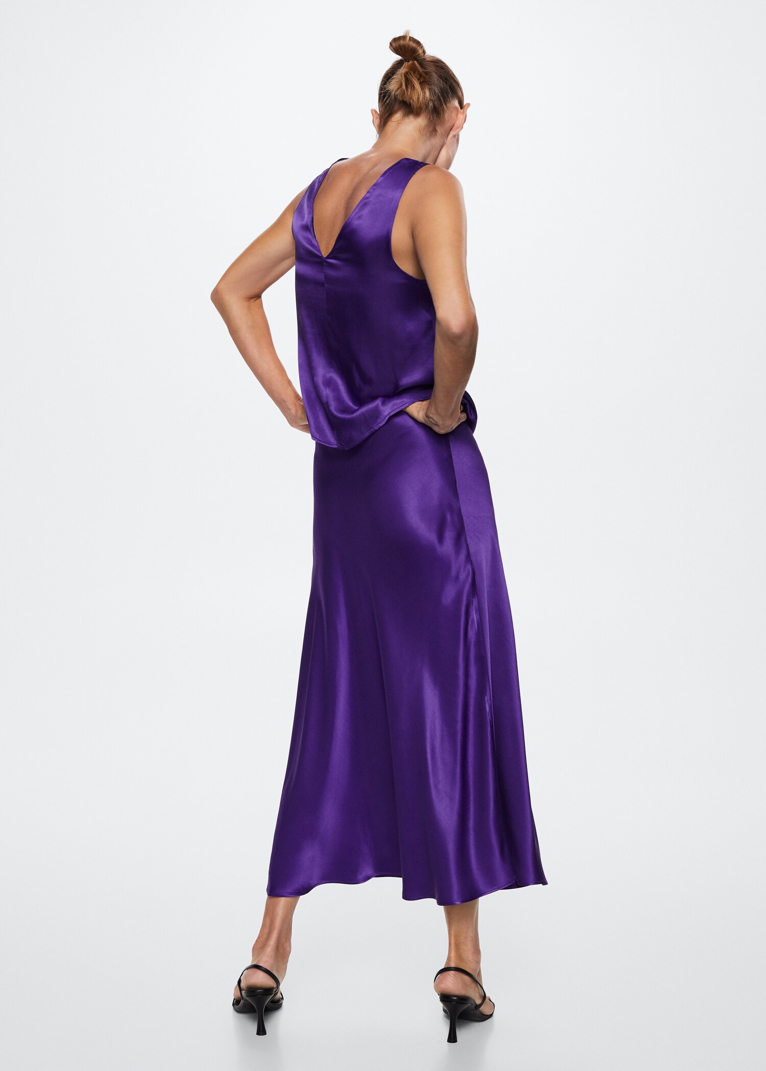 Midi satin skirt - Reverse of the article